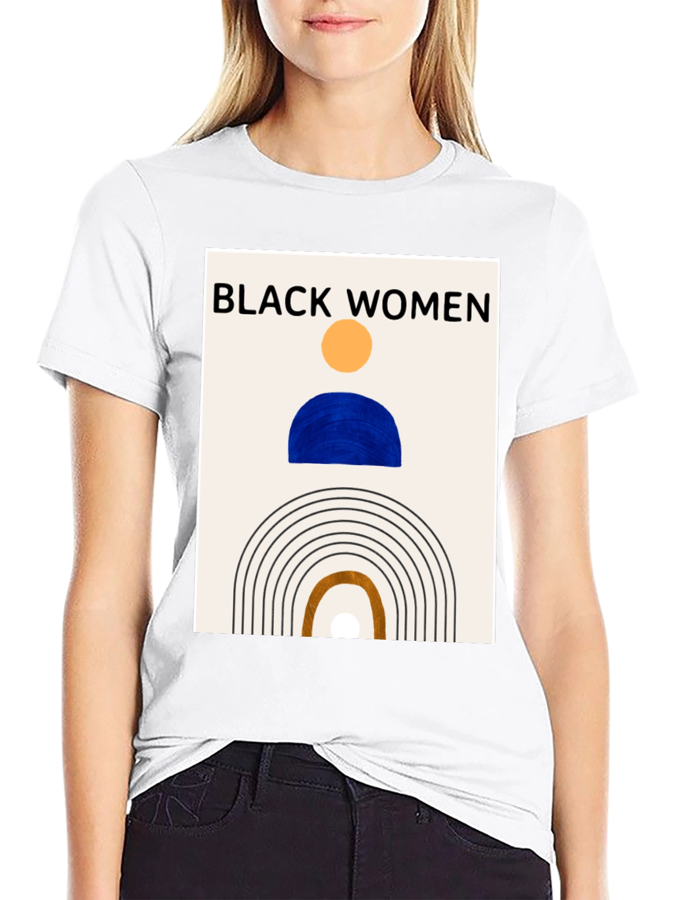 Black Black Women Graphic Tee - Modern Art T-Shirt view 9
