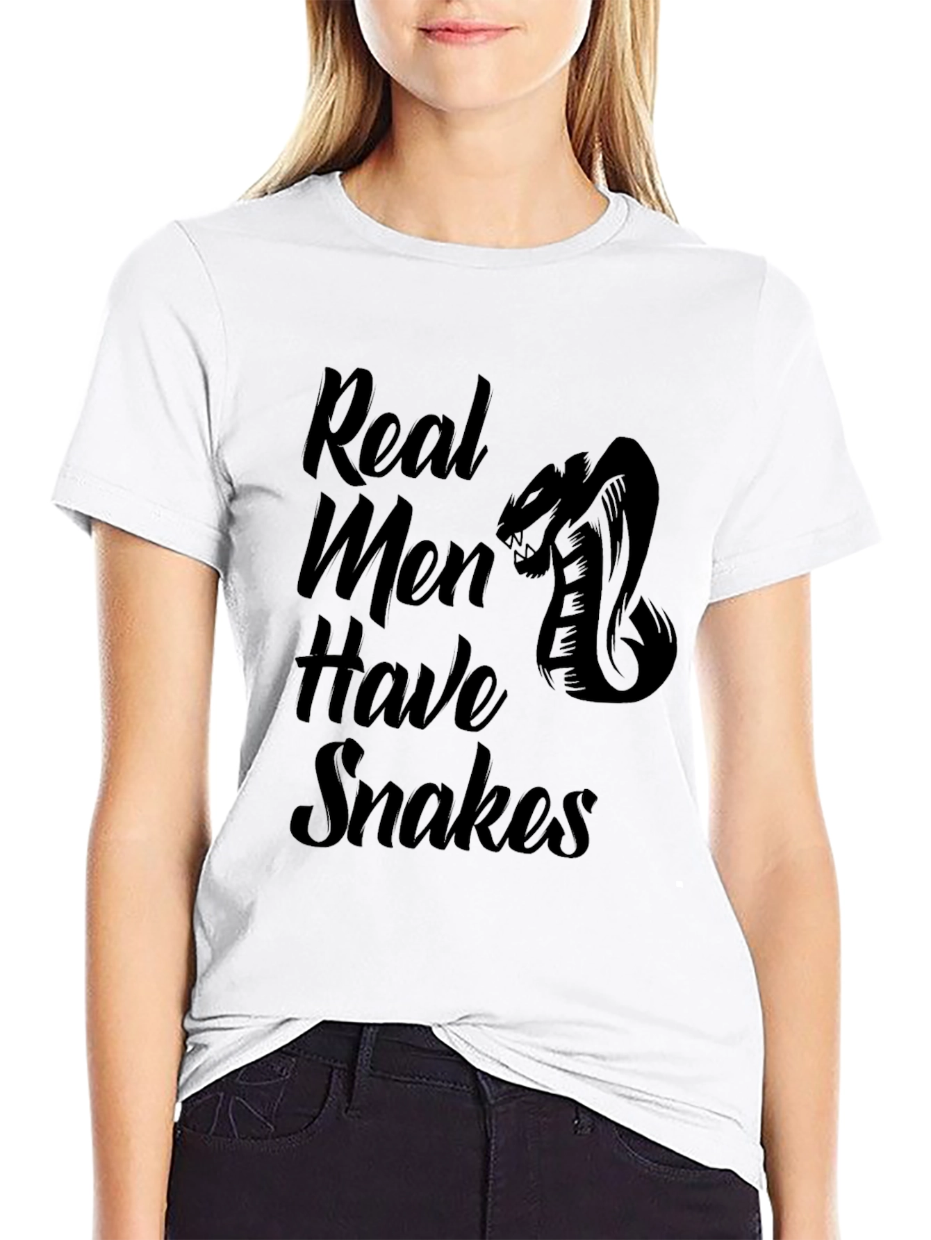 Black Real Men Have Snakes Graphic Tee view 9
