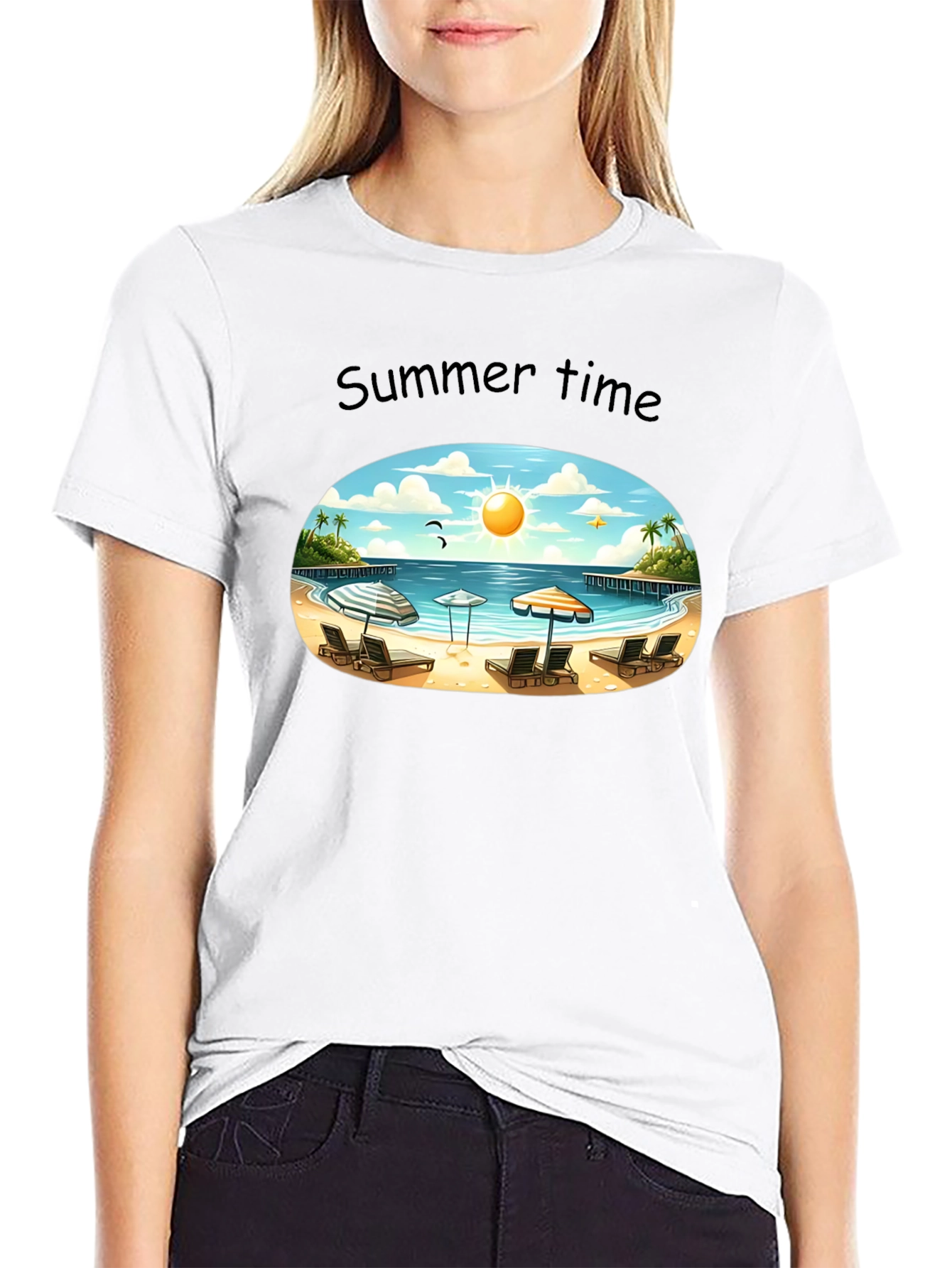Black Summer Beach T-Shirt view 9