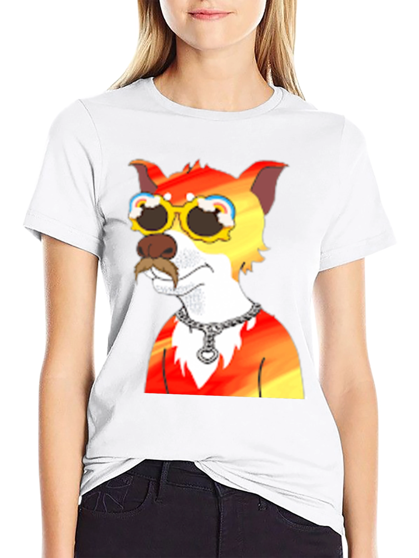 Black Cool Cartoon Dog Graphic Tee - Black view 9