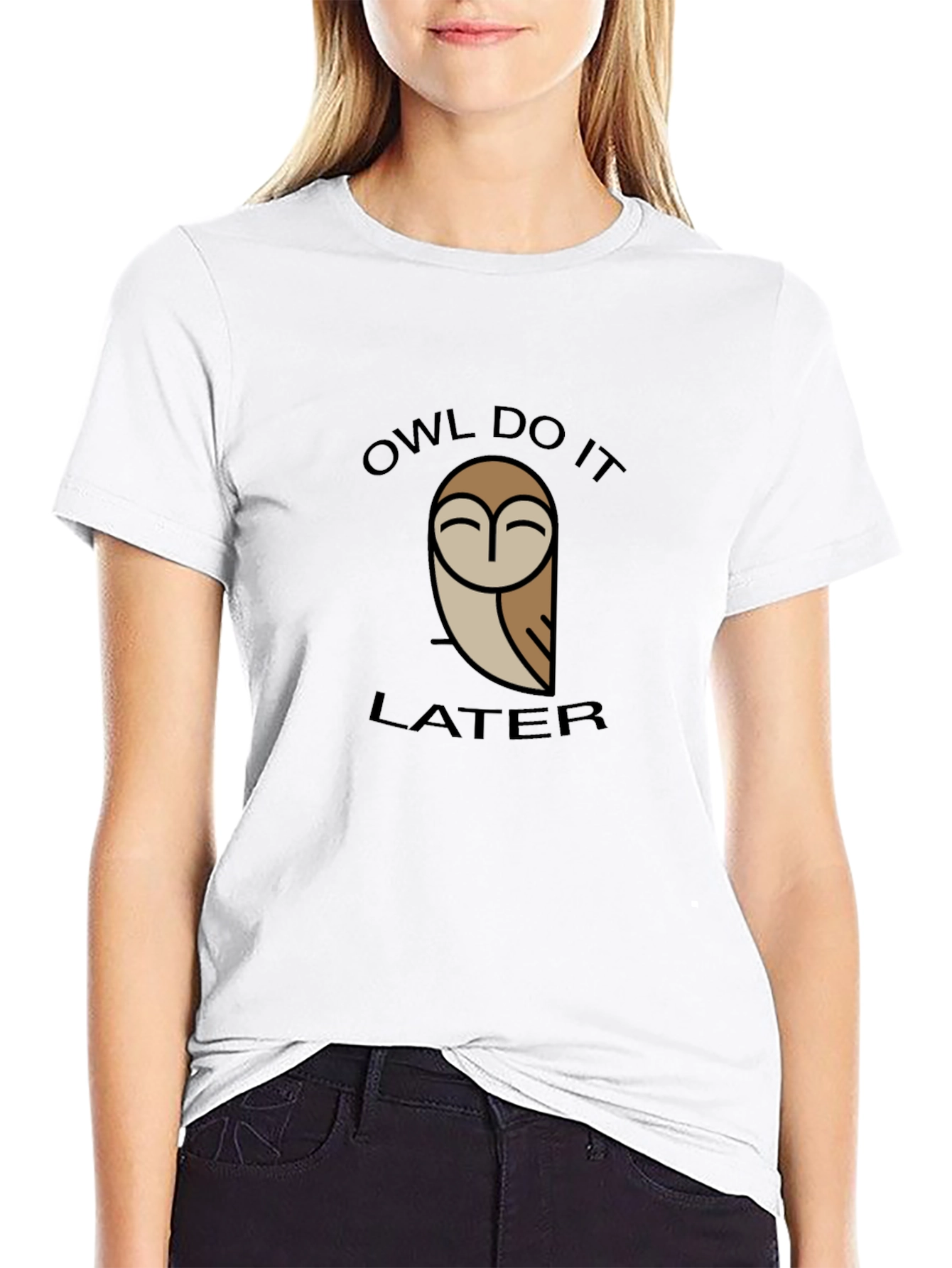 Black Owl Do It Later Graphic Tee - Black Cotton T-Shirt view 9