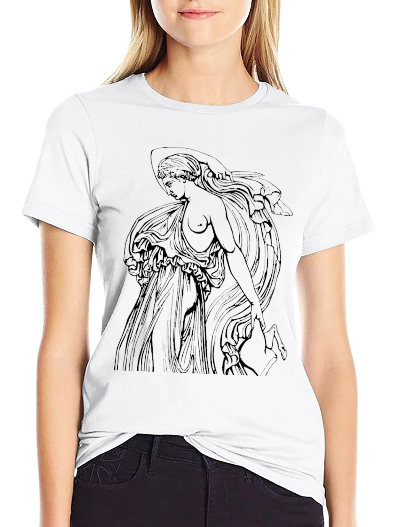 Black Classical Figure Graphic Black T-Shirt view 9