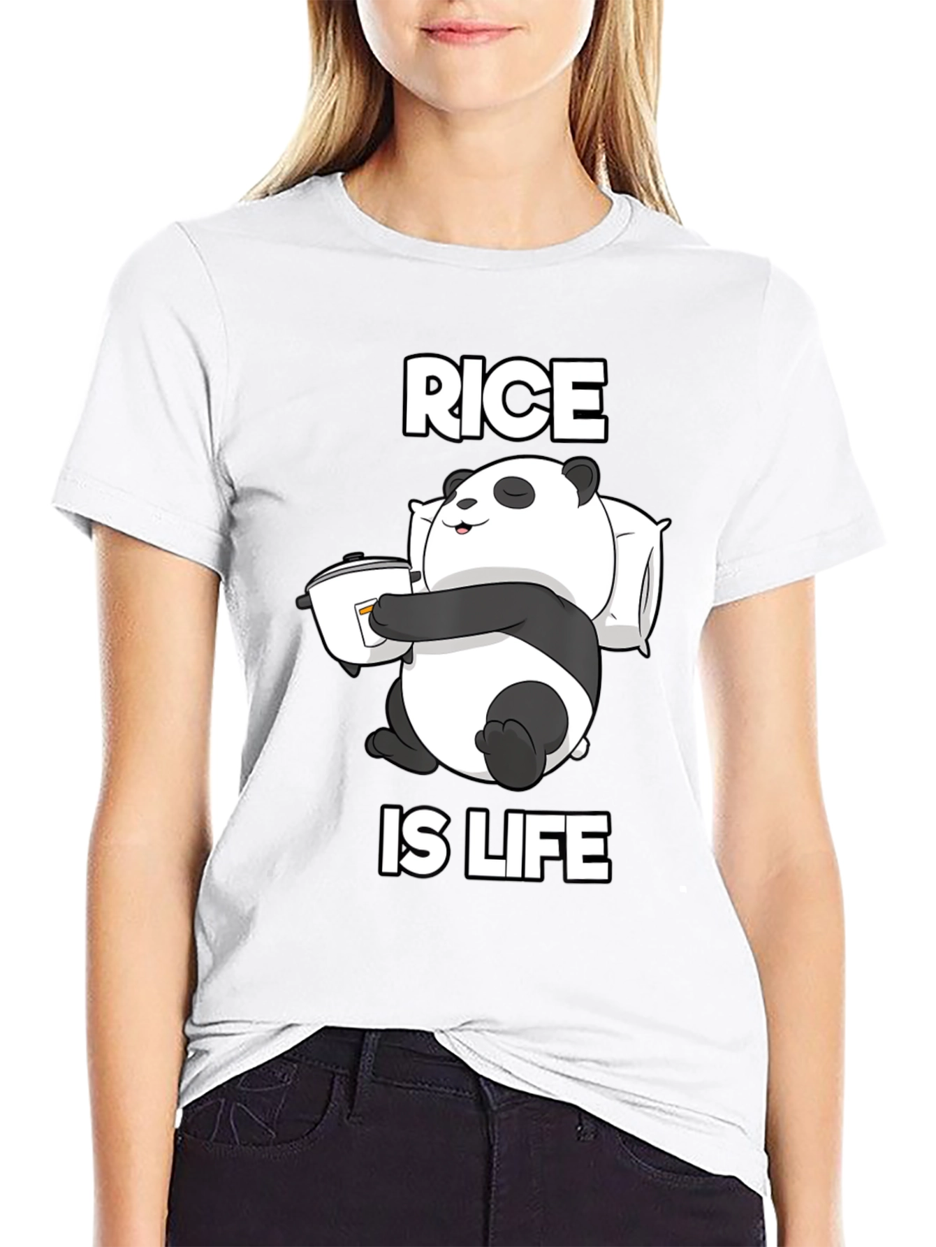 Black Rice is Life Panda T-Shirt - Funny Foodie Tee view 9
