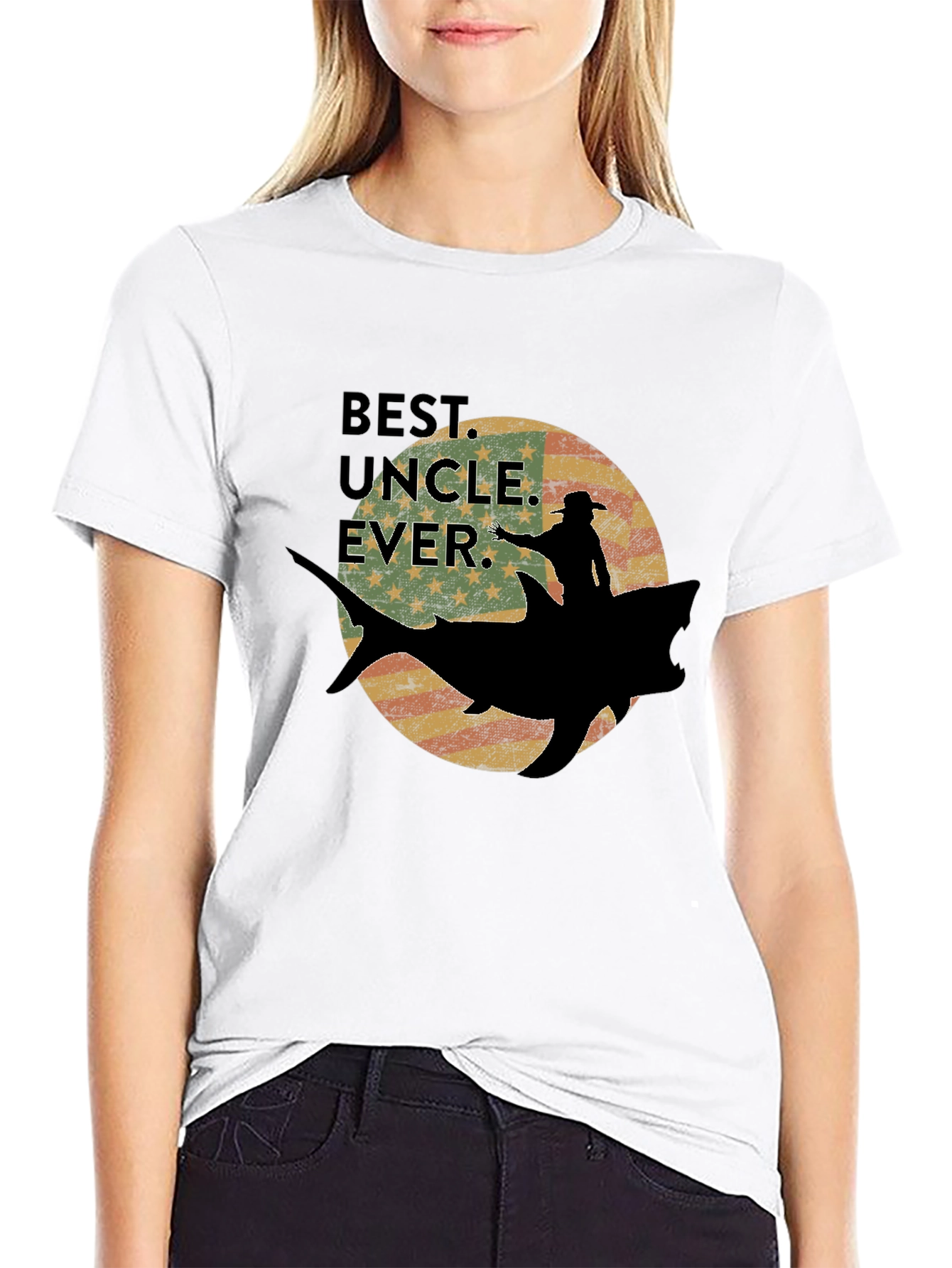 Black Best Uncle Ever Shark Rider Graphic Tee view 9