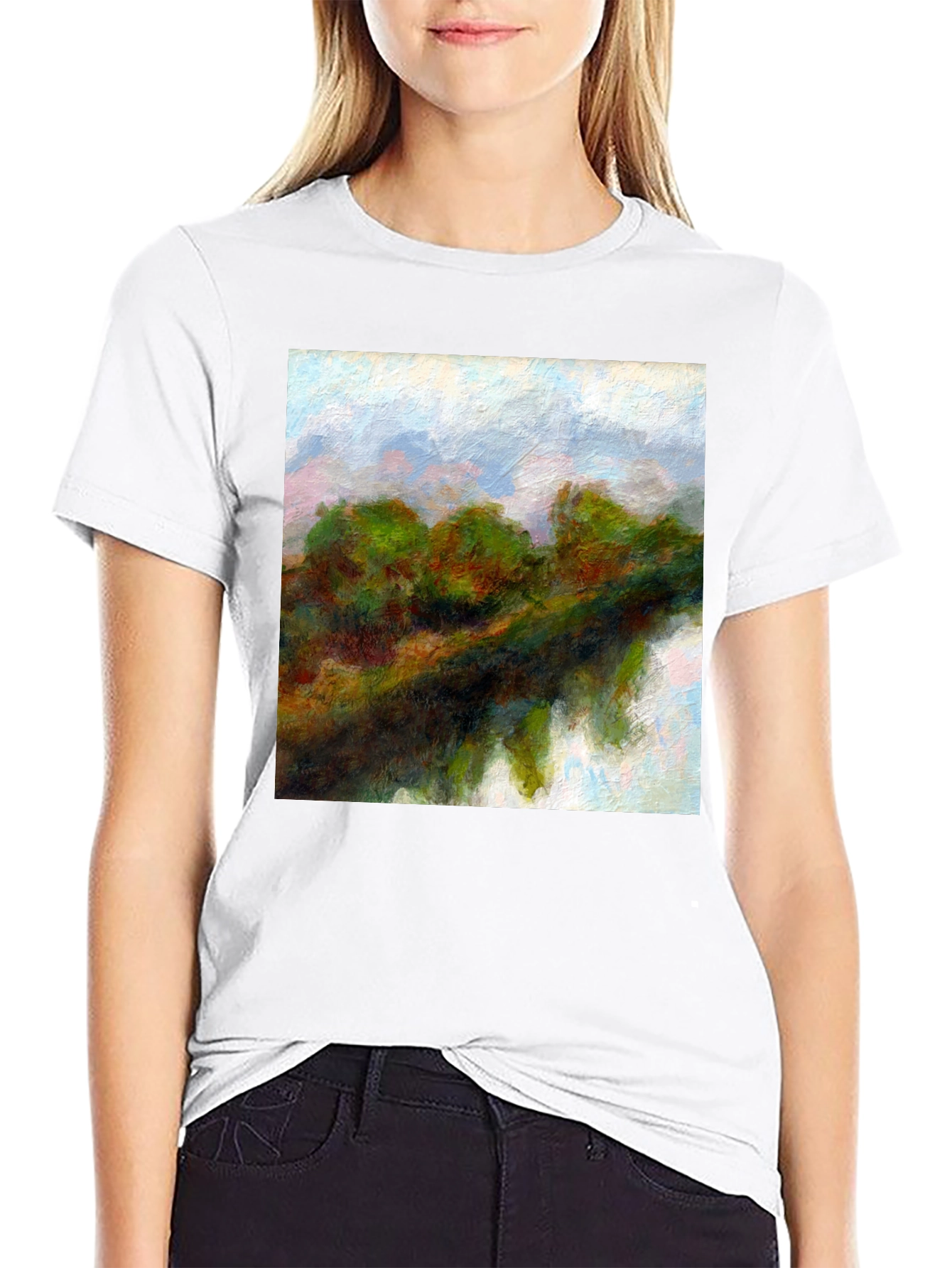 Black Abstract Landscape Graphic Tee view 9