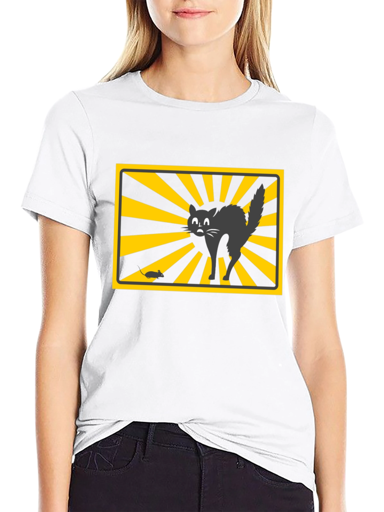 Black Funny Black Cat Warning T-Shirt view 9