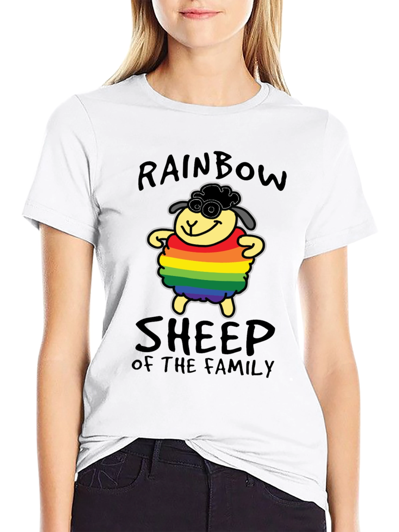 Black Rainbow Sheep Pride T-Shirt view 9