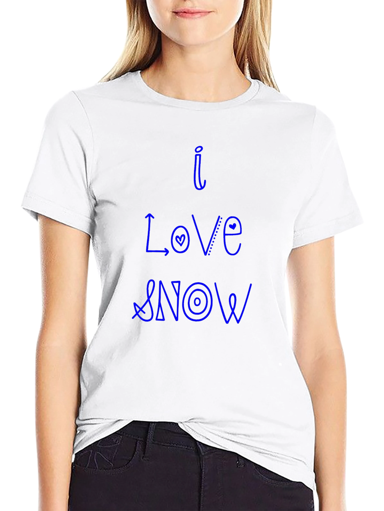 Black I Love Snow Black Cotton Tee view 9