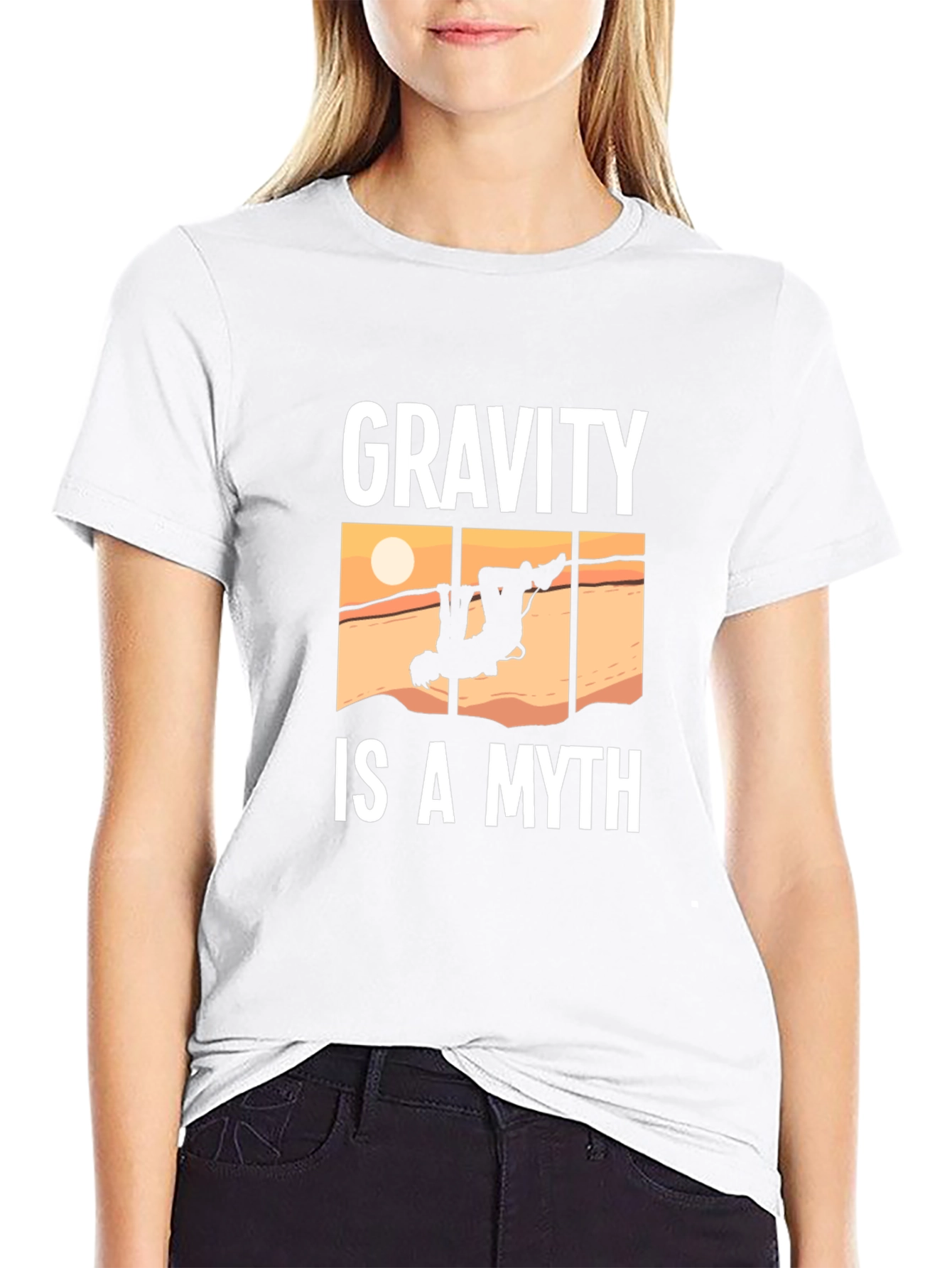 Black Gravity Is A Myth Funny Climbing T-Shirt view 9