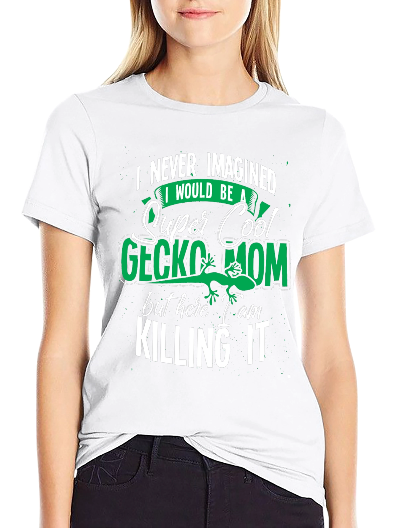 Black Super Cool Gecko Mom Graphic Tee view 9