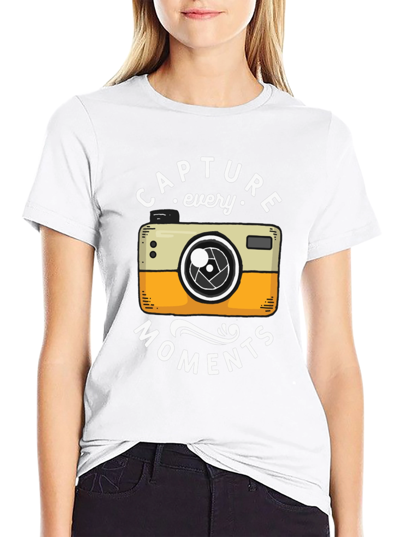 Black Capture Every Moment Camera Graphic T-Shirt view 9