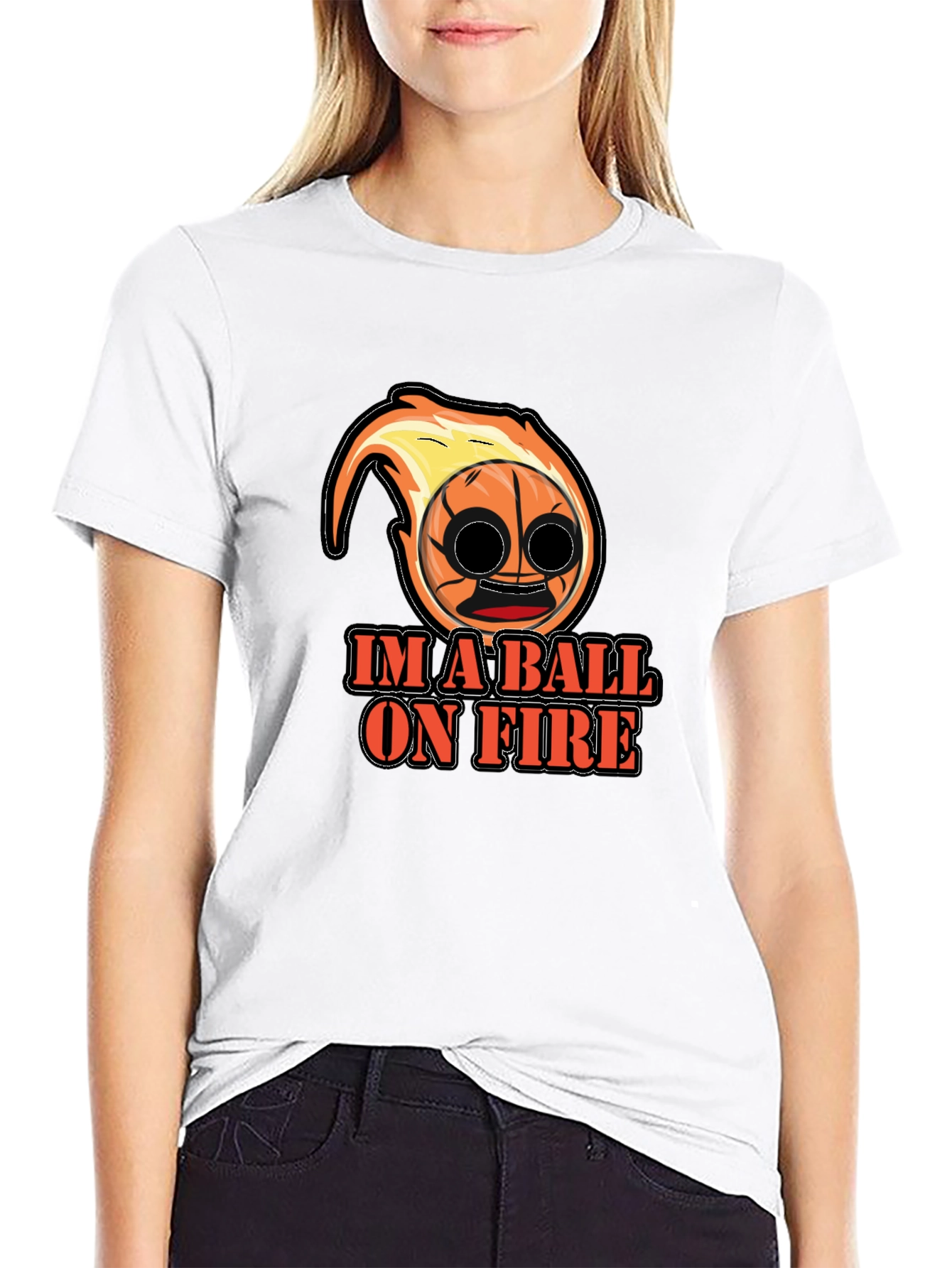 Black Im a Ball On Fire Graphic Tee - Black Cotton Blend view 9