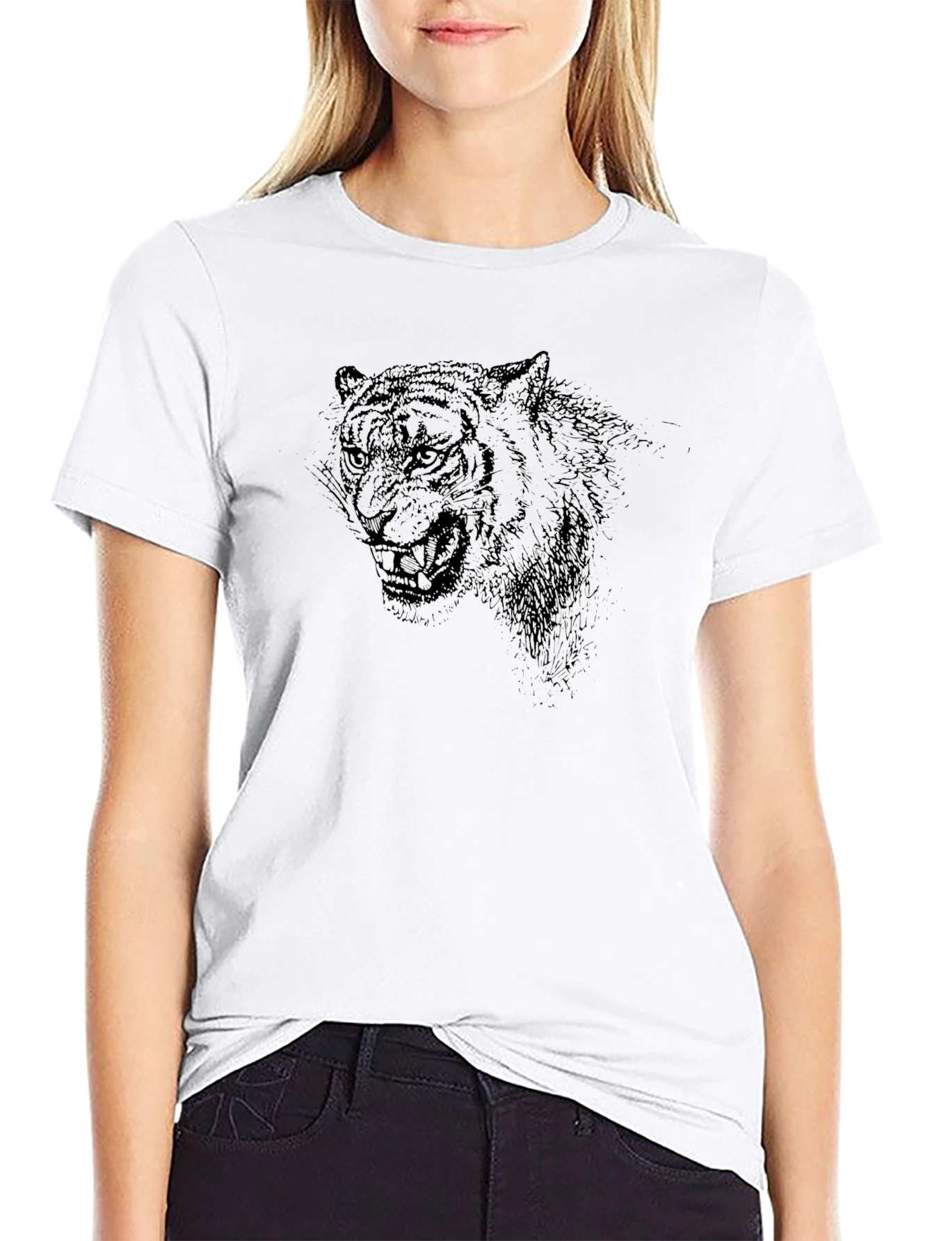 Black Men's Black Tiger Graphic Tee view 9