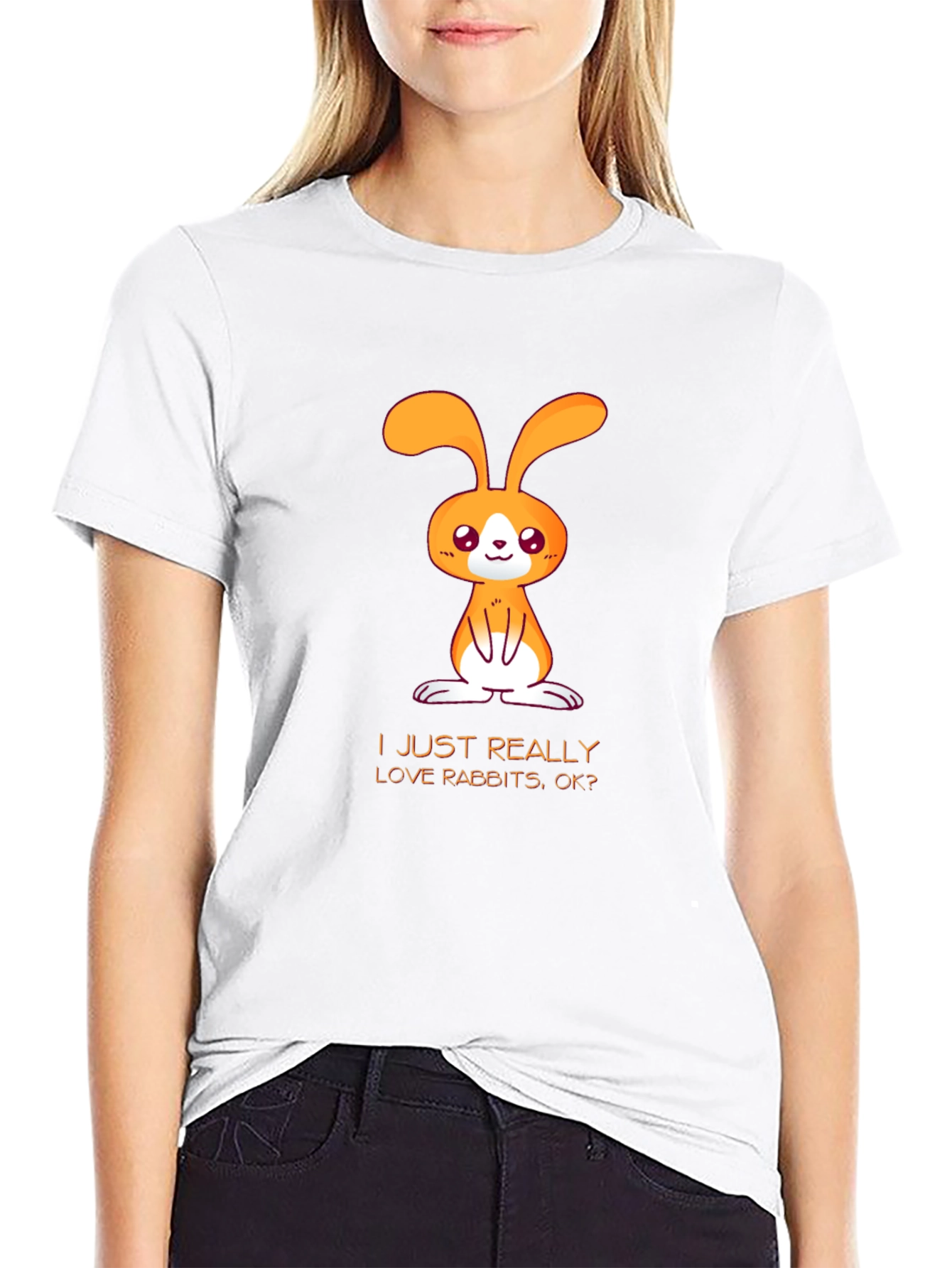 Cute Rabbit Graphic T-Shirt - "I Love Rabbits, OK?" - 9