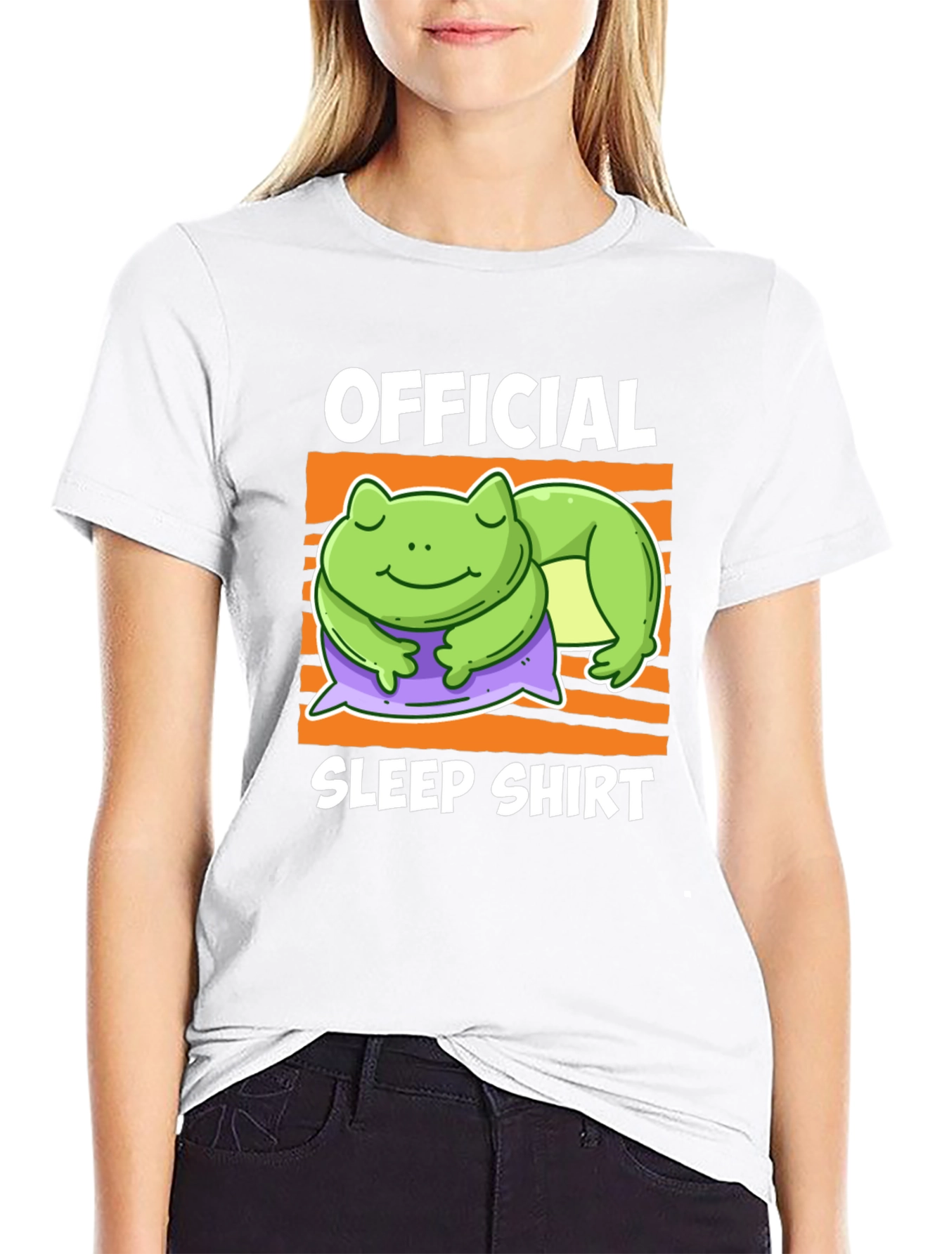 Black Official Sleep Shirt - Lazy Frog Graphic Tee view 9