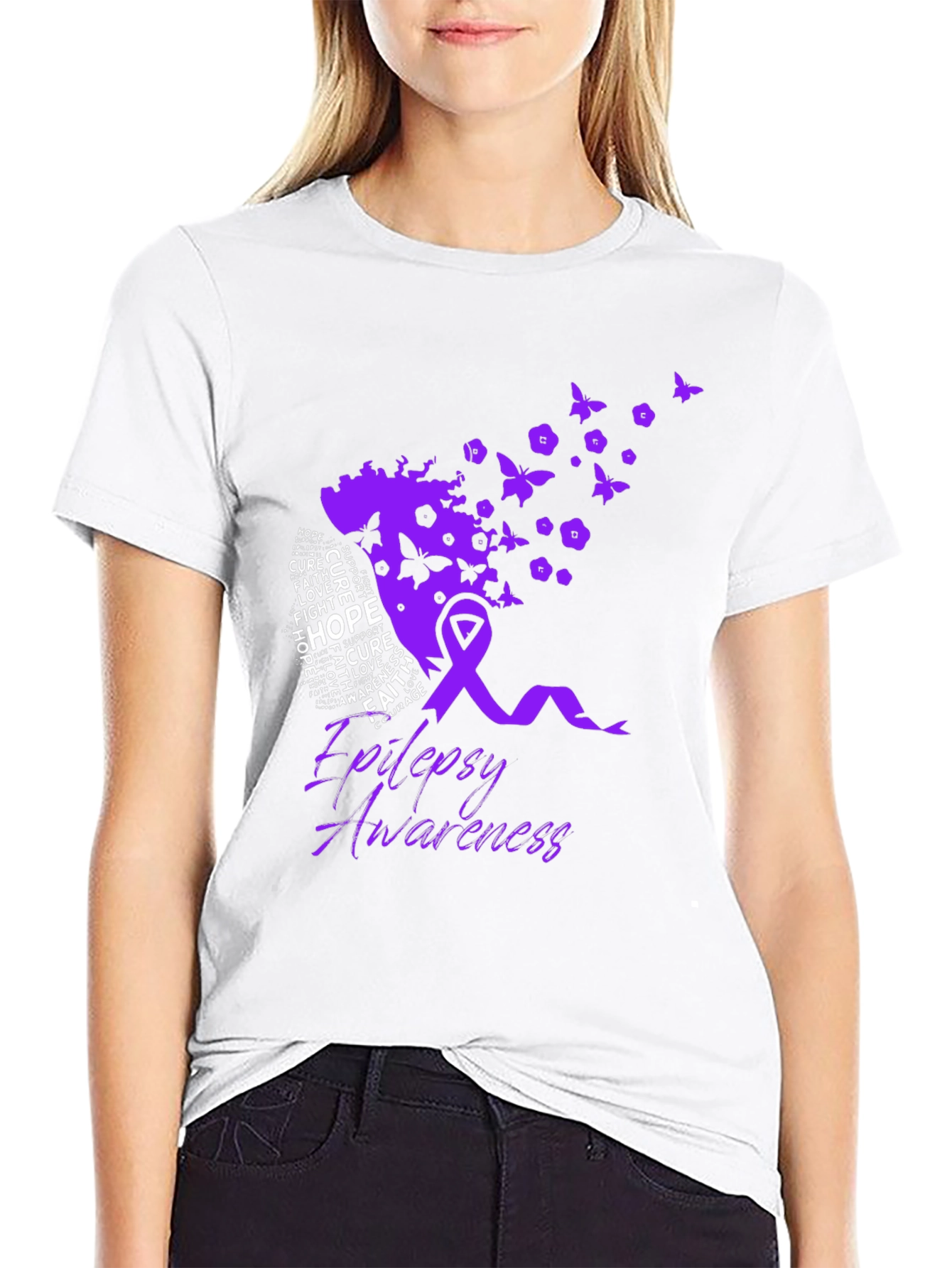 Epilepsy Awareness T-Shirt - Purple Ribbon Design - 9