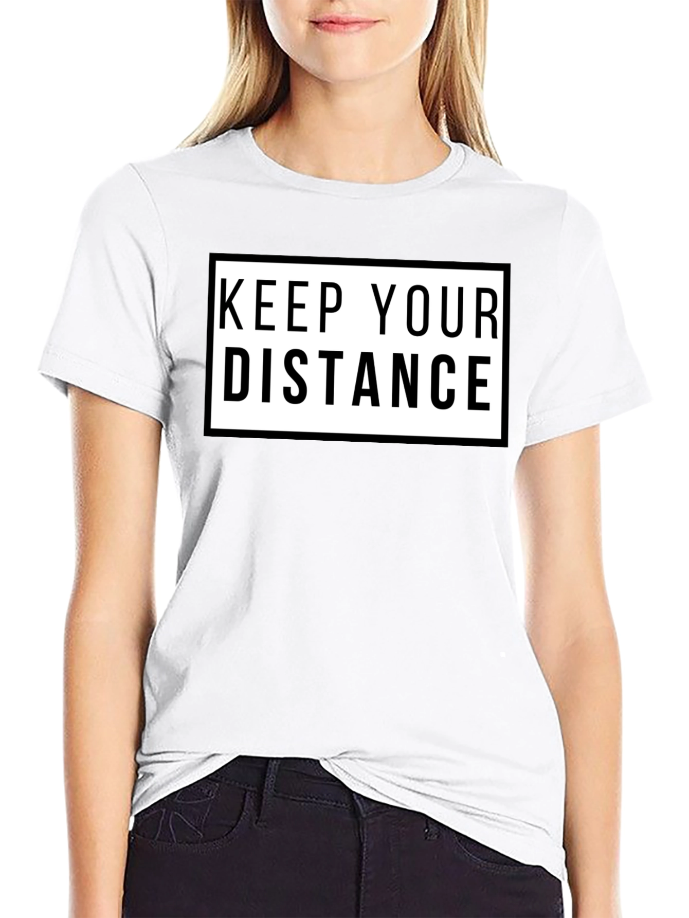 Black Keep Your Distance Graphic Tee - Black view 9