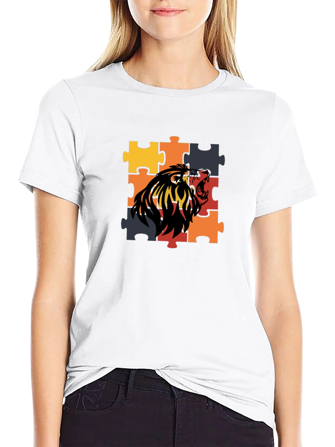 Puzzle Lion Graphic Tee - Premium Cotton Blend - 9