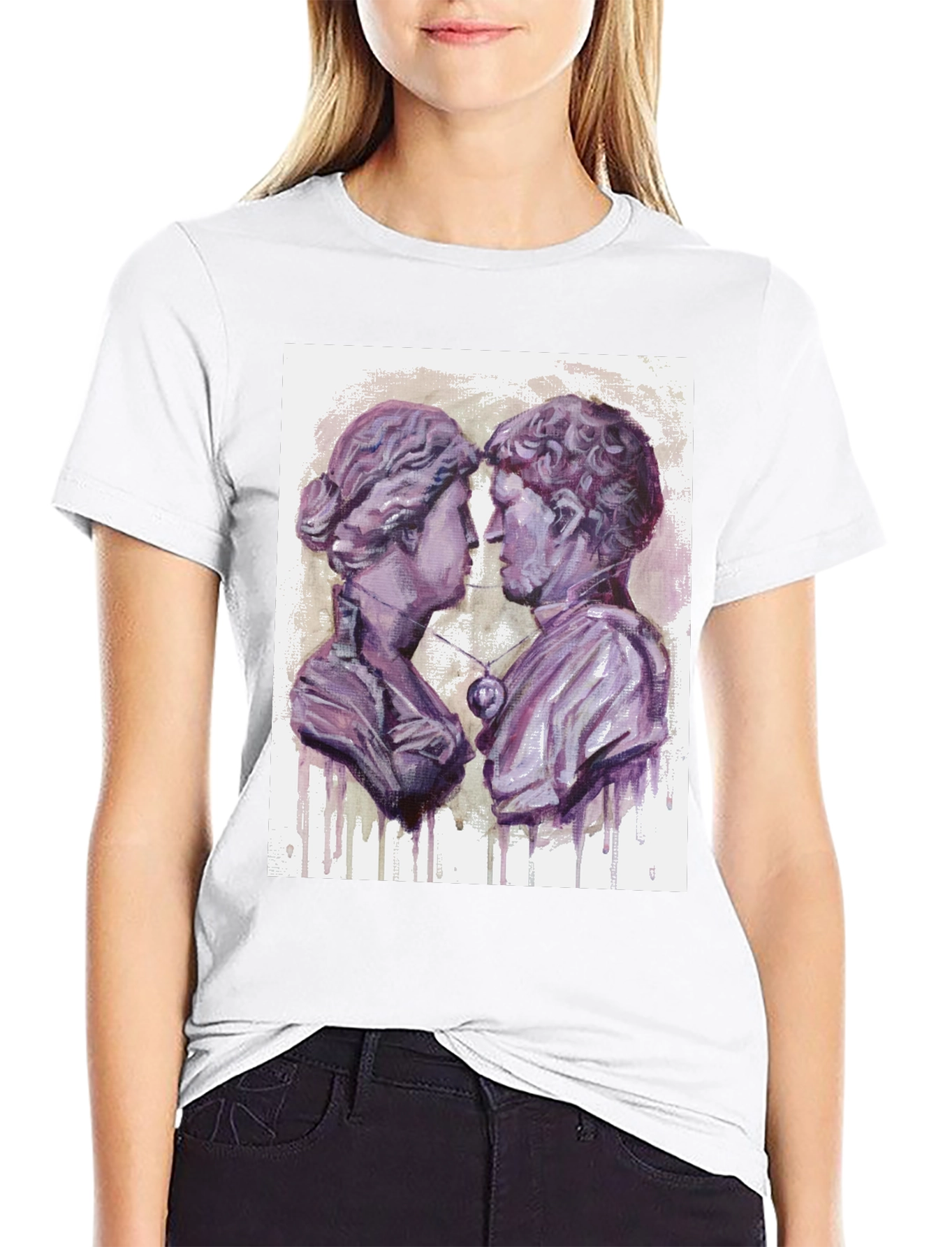 Black Ancient Lovers T-Shirt - Unique Artistic Design view 9