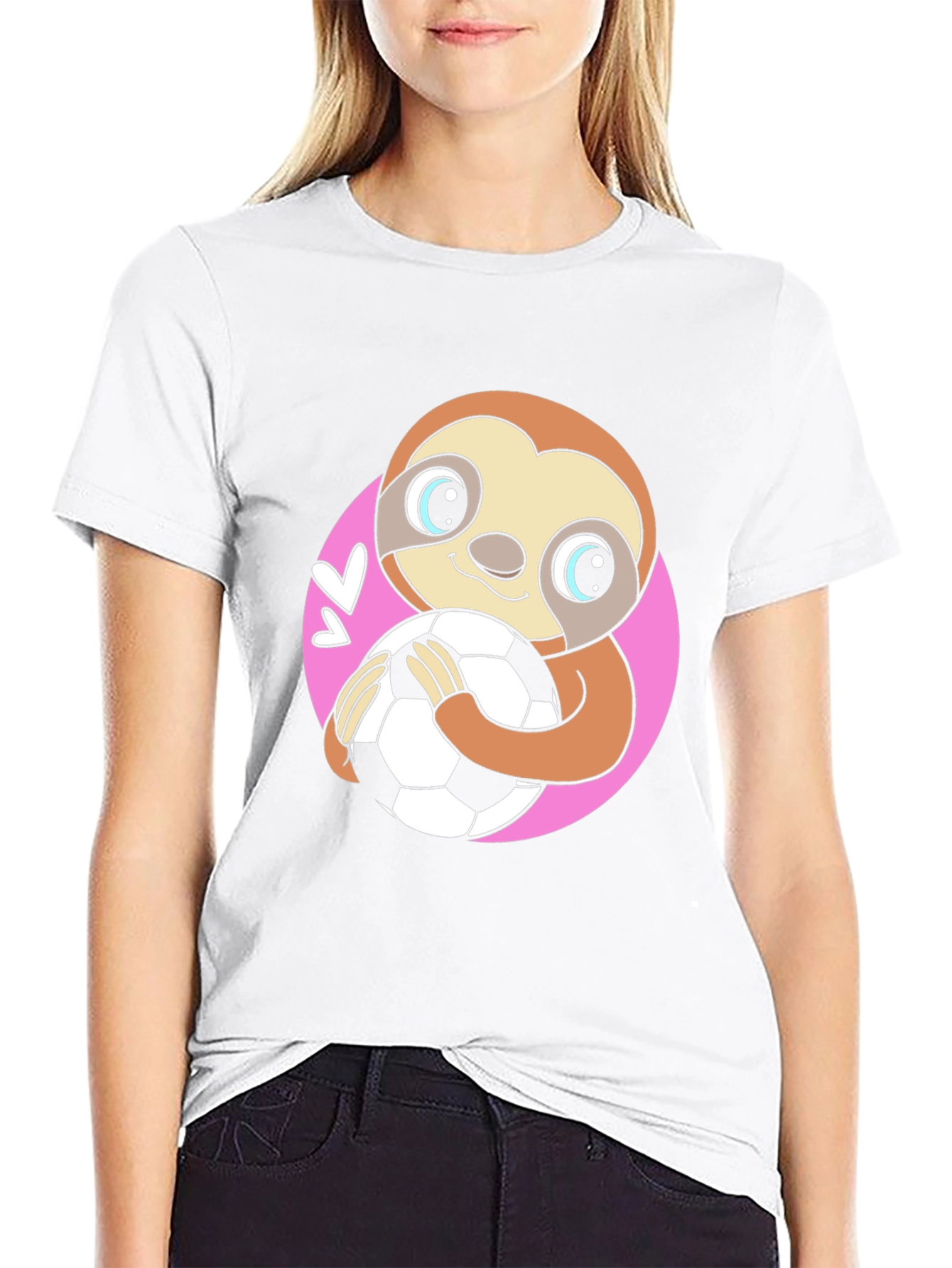 Black Sloth Soccer Fan T-Shirt - Cute Animal Tee view 9