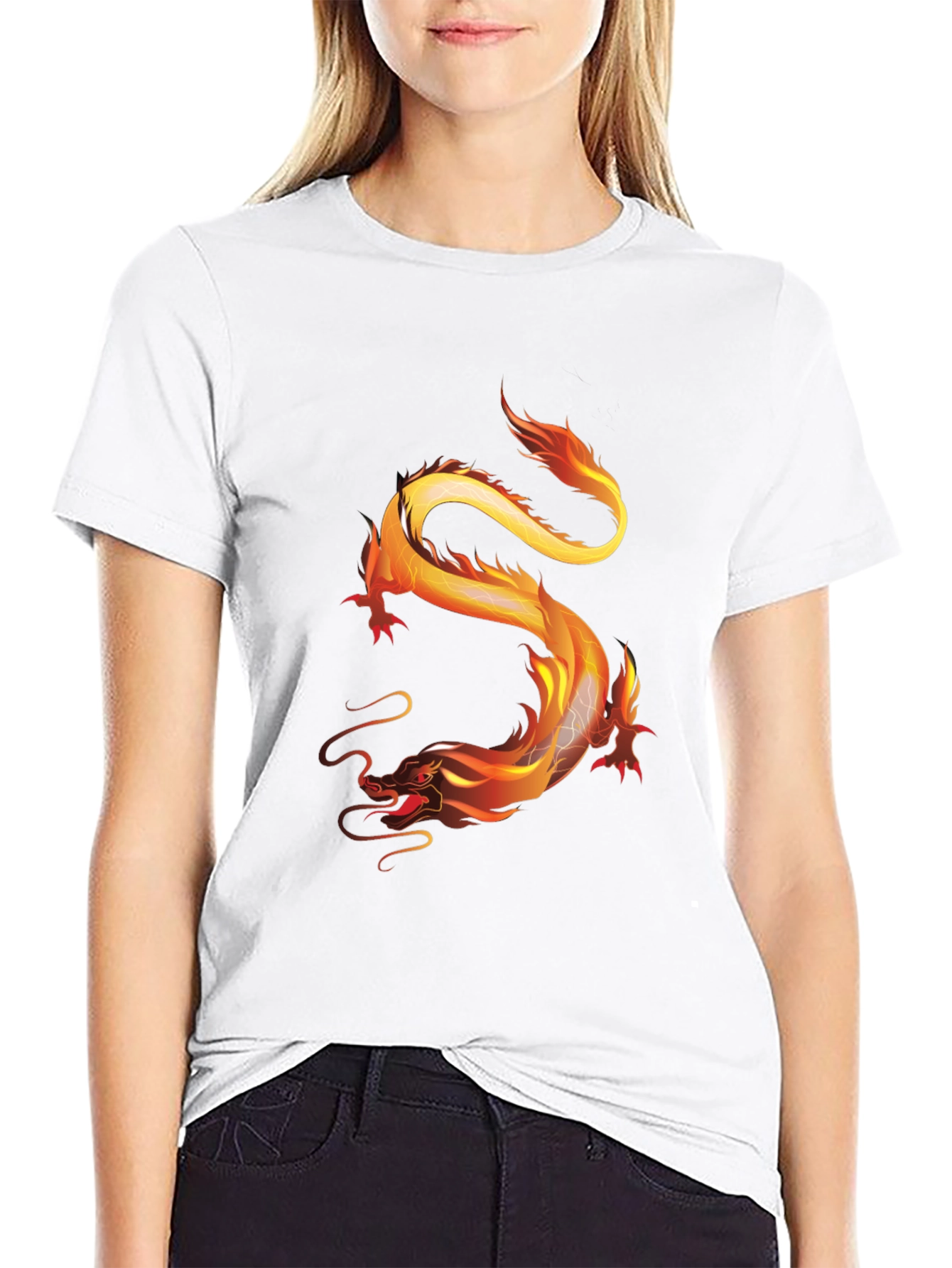 Black Fiery Dragon Graphic Tee - Black view 9