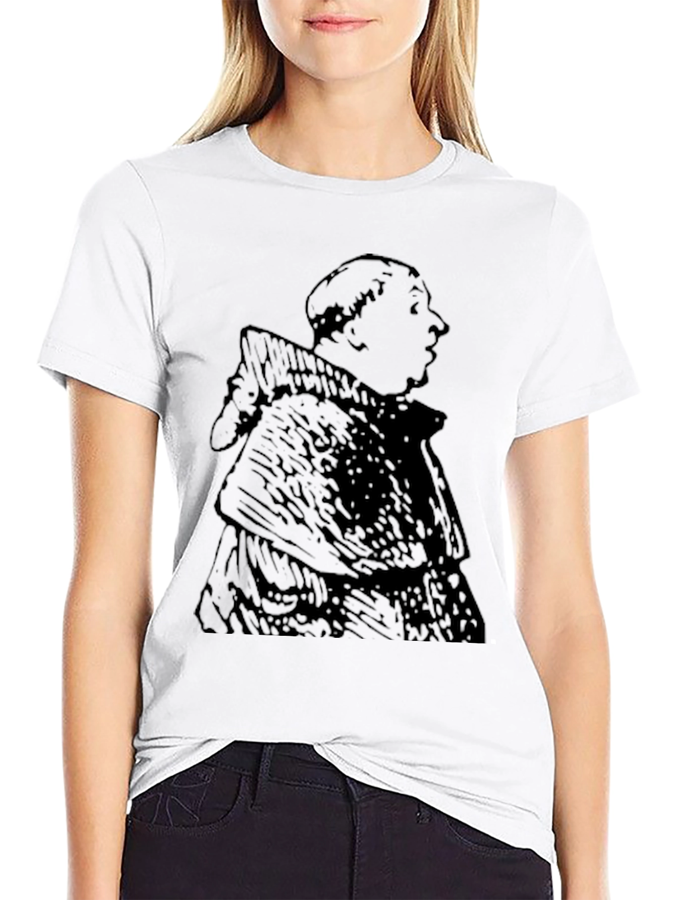 Black Monk Graphic Tee - Black Cotton Blend Casual view 9