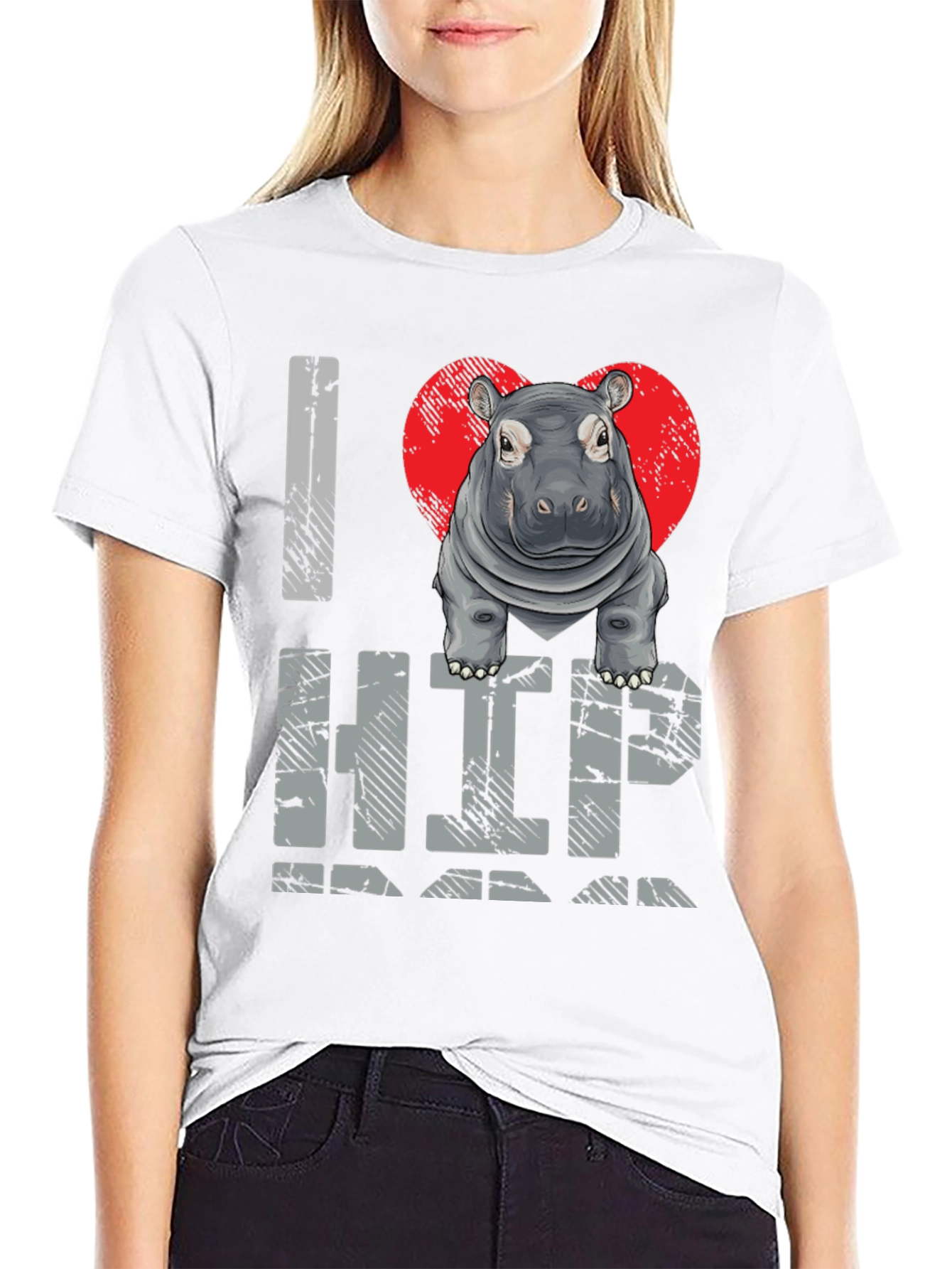Black I Heart Hippo T-Shirt - Unisex Graphic Tee view 9
