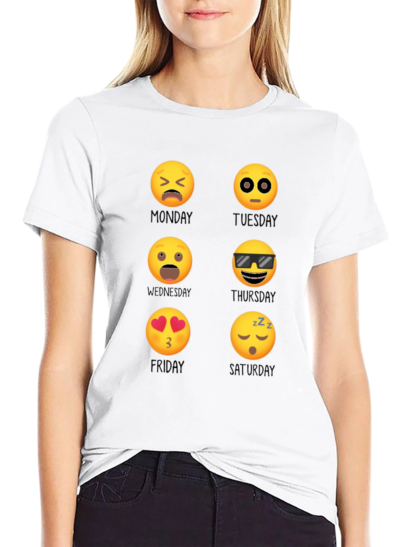Black Emoji Days of the Week T-Shirt view 9