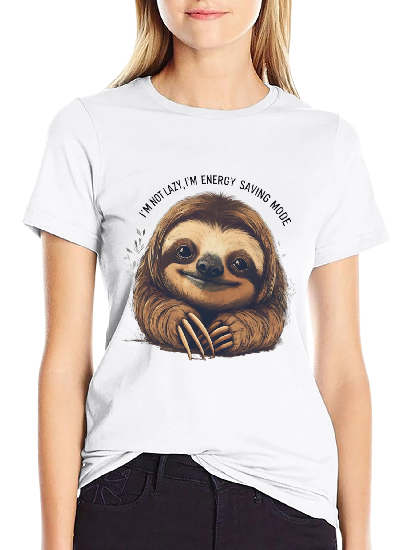 Black Sloth Energy Saving Mode Graphic Tee view 9