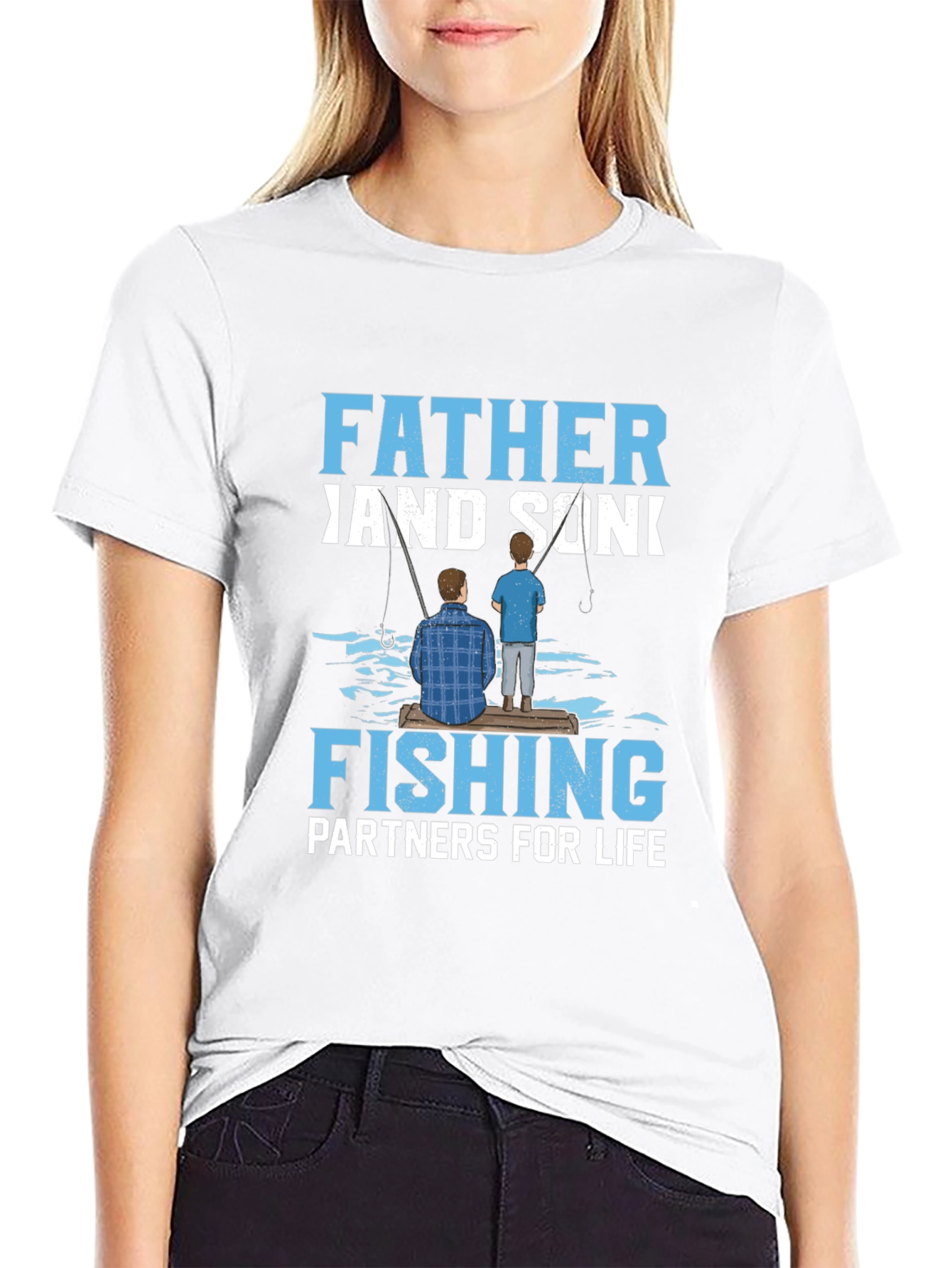 Black Father and Son Fishing Partners T-Shirt view 9