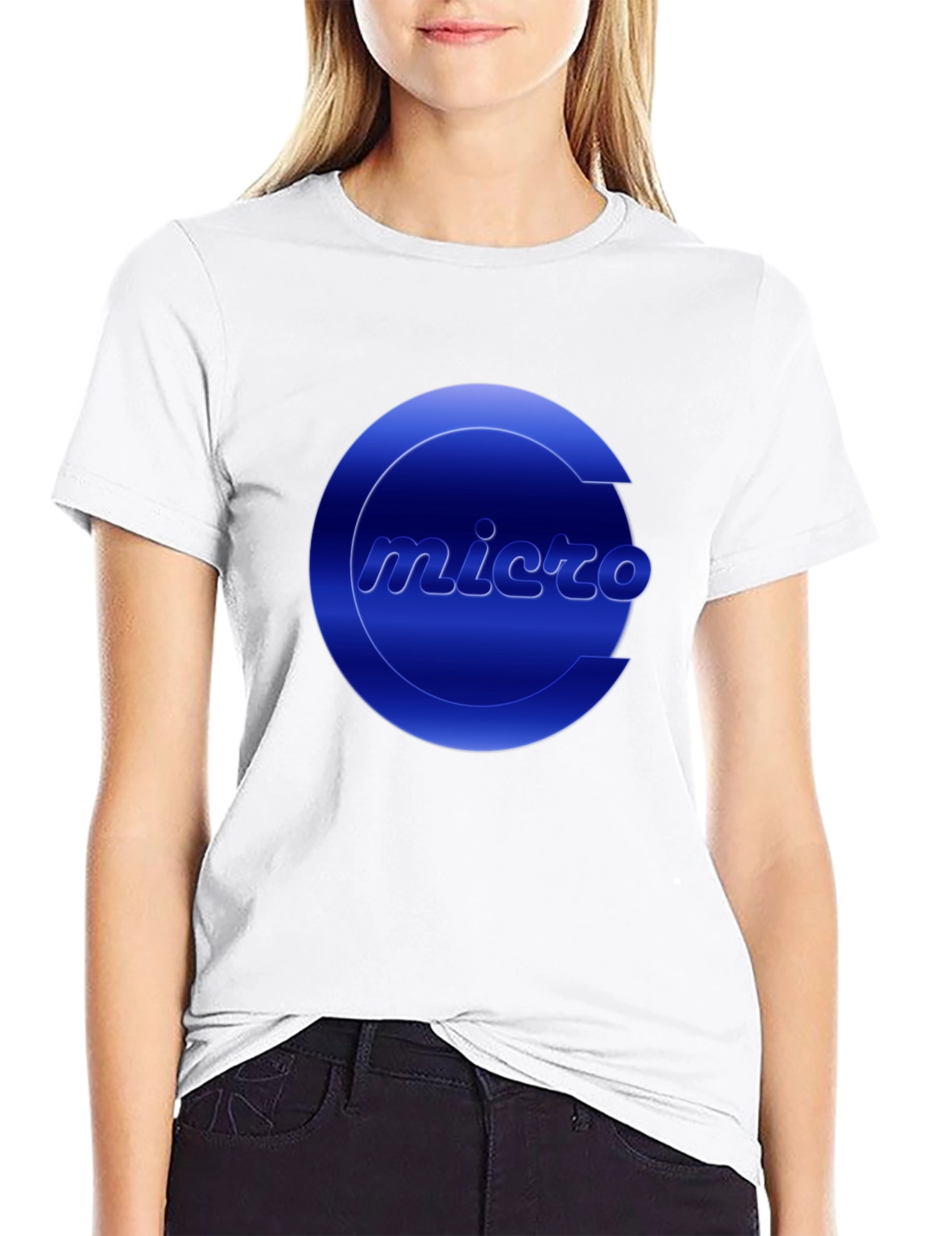 Black Micro Graphic Tee - Cool Blue Logo T-Shirt view 9