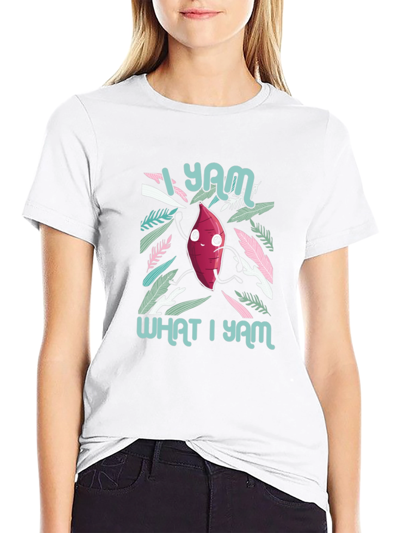 Black I Yam What I Yam Graphic Tee - Cute Sweet Potato T-Shirt view 9
