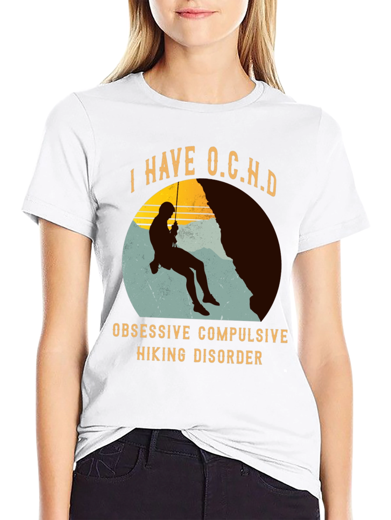 Black I Have O.C.H.D. Obsessive Hiking Disorder T-Shirt view 9