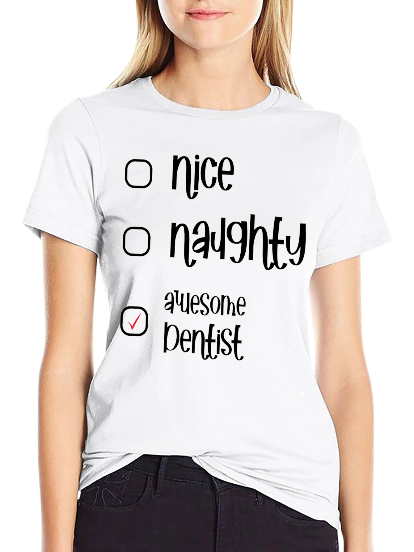 Black Awesome Dentist T-Shirt: Nice, Naughty Choice view 9