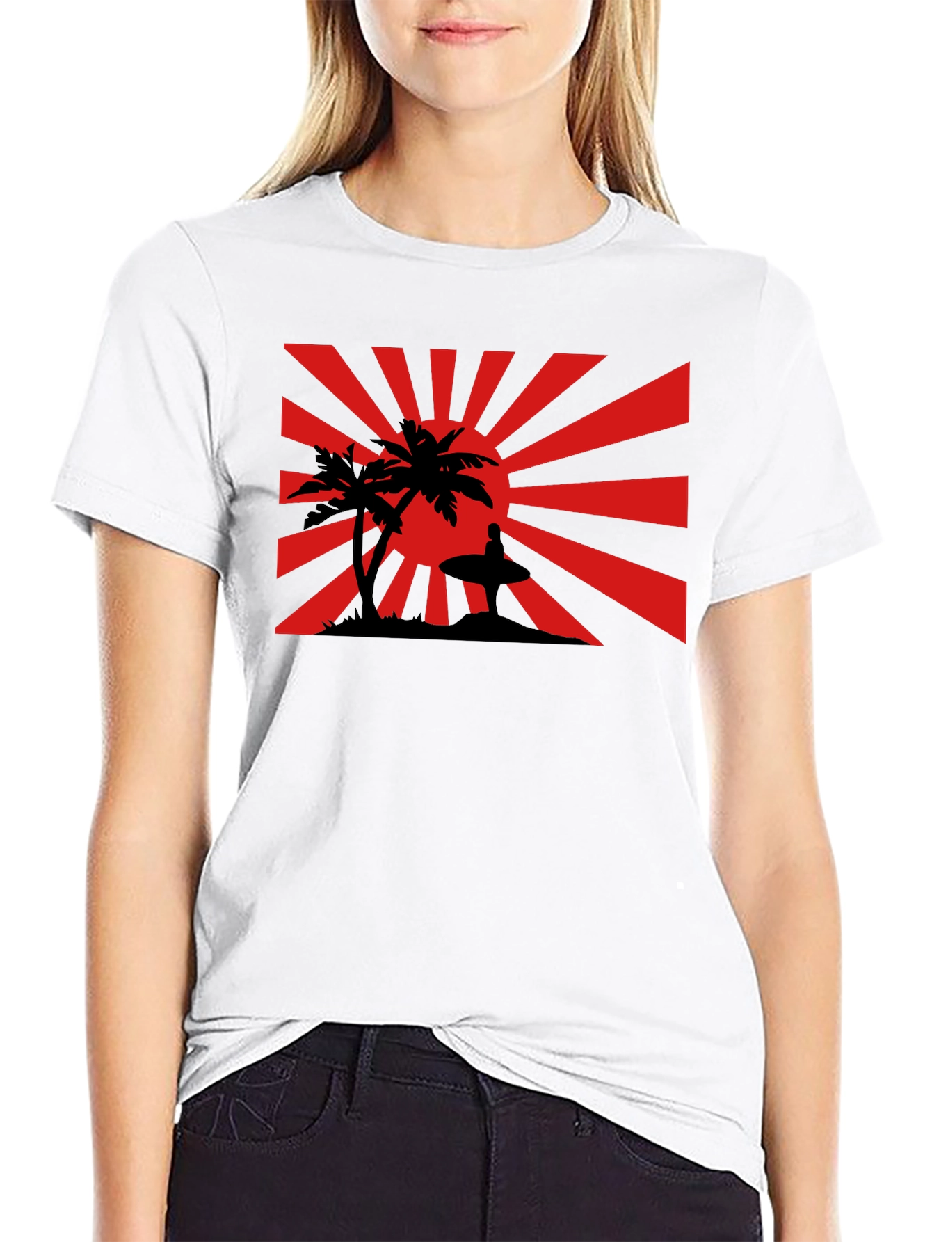 Black Sunset Surfer Graphic Tee - Black Cotton Shirt view 9