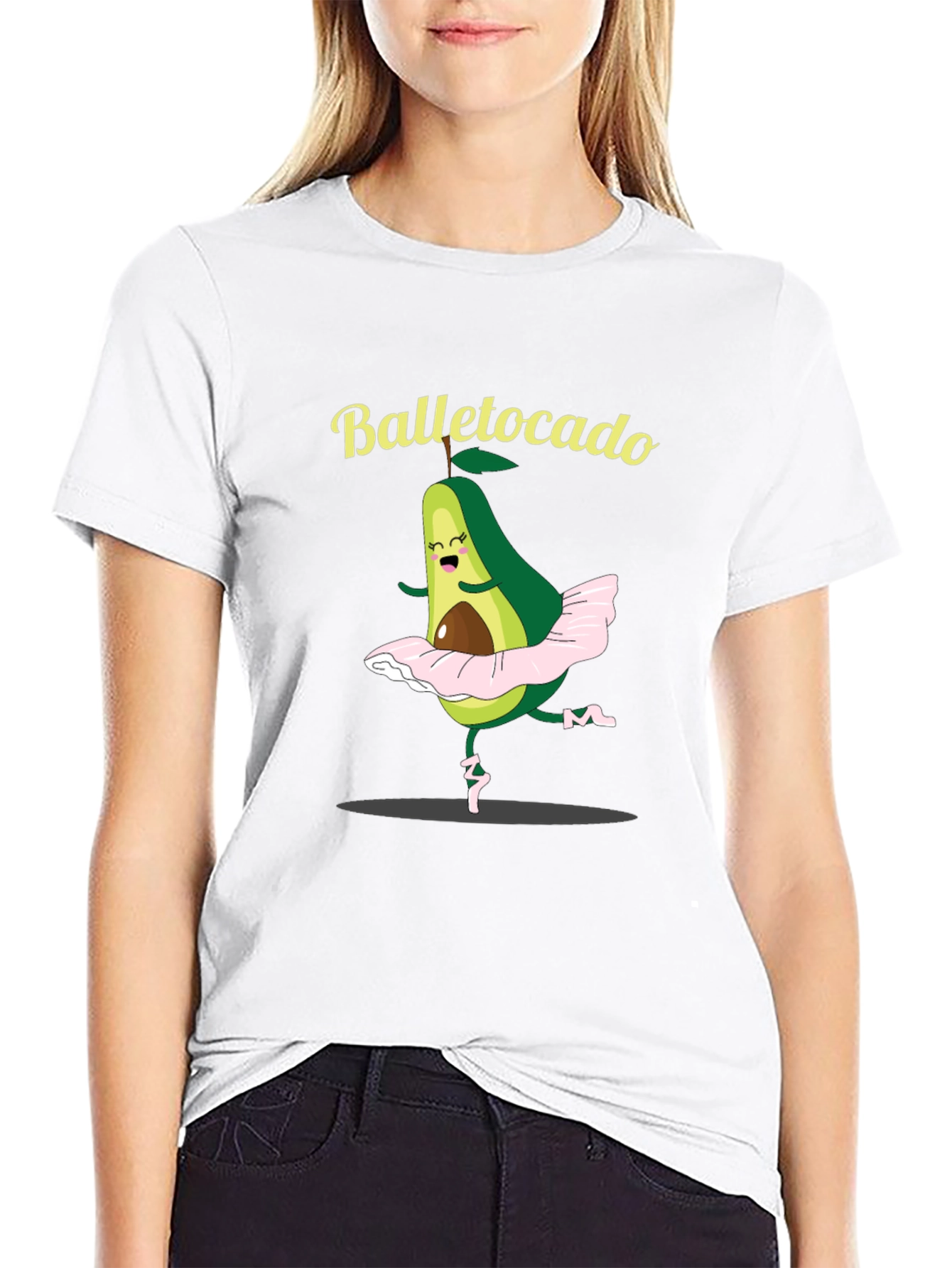 Black Balletocado T-Shirt - Avocado Ballet Pun view 9