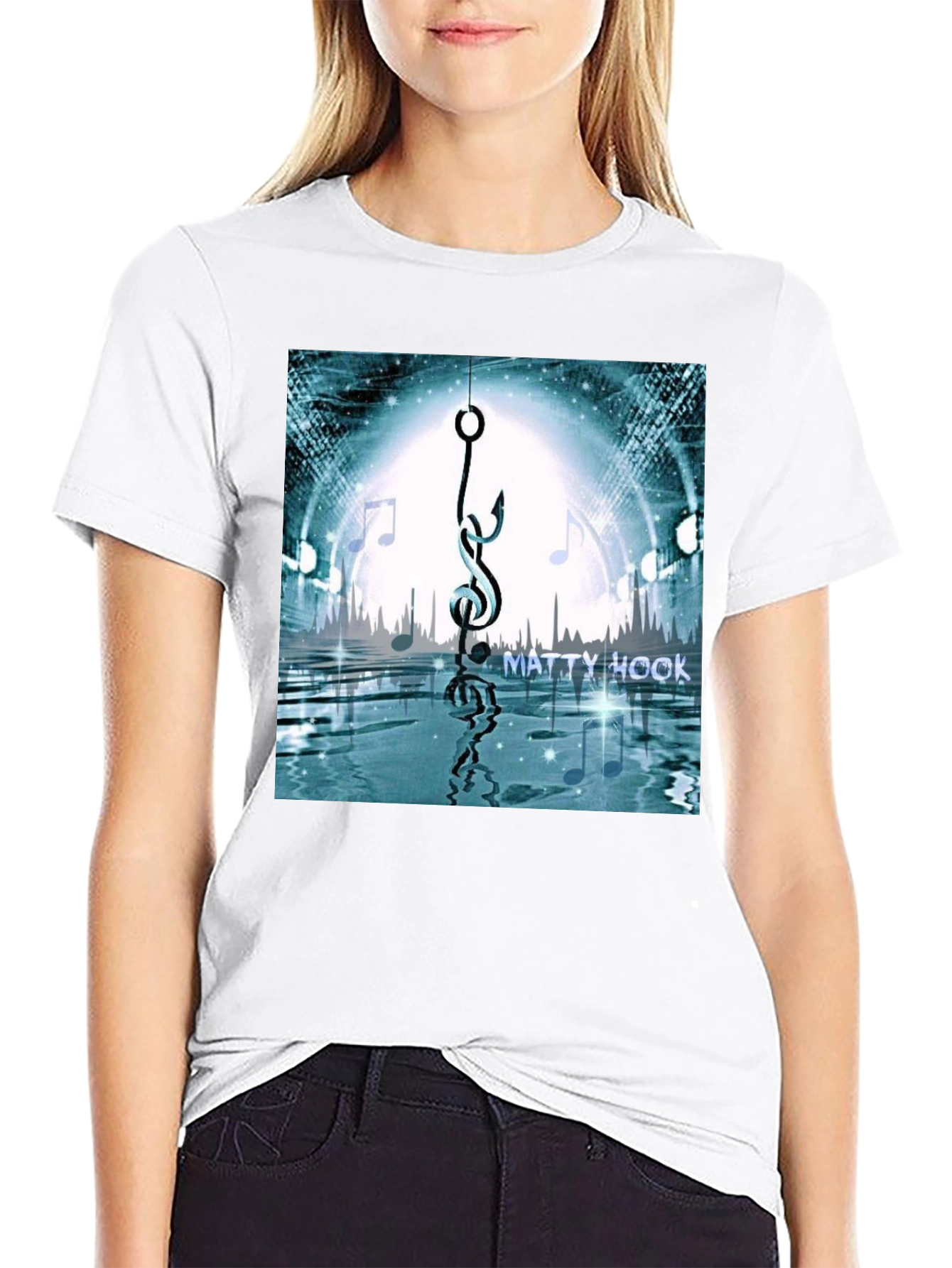 Black Matty Hook Music Graphic T-Shirt - Black Cotton Blend view 9