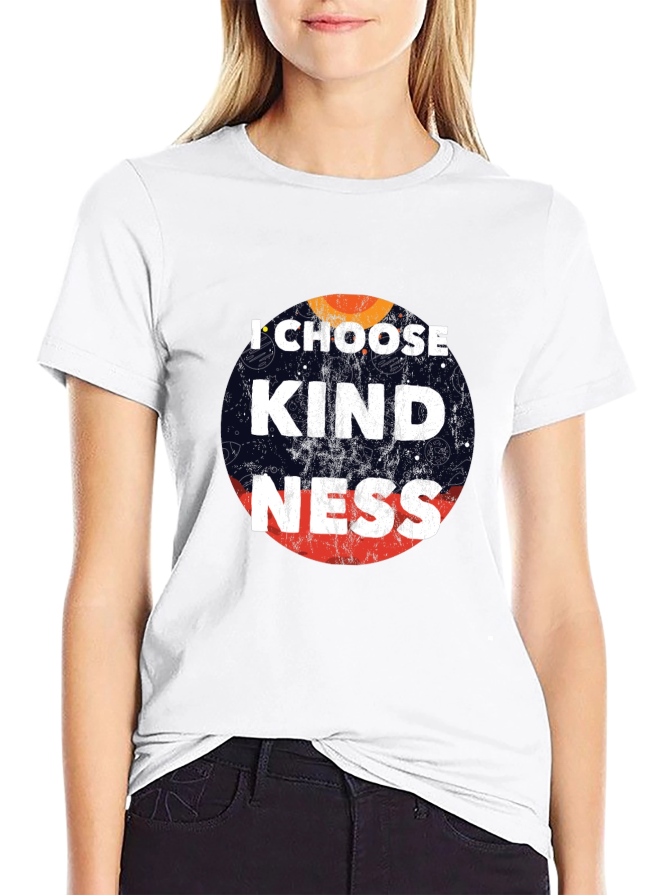 Black I Choose Kindness Graphic Tee - Black Cotton Casual T-Shirt view 9