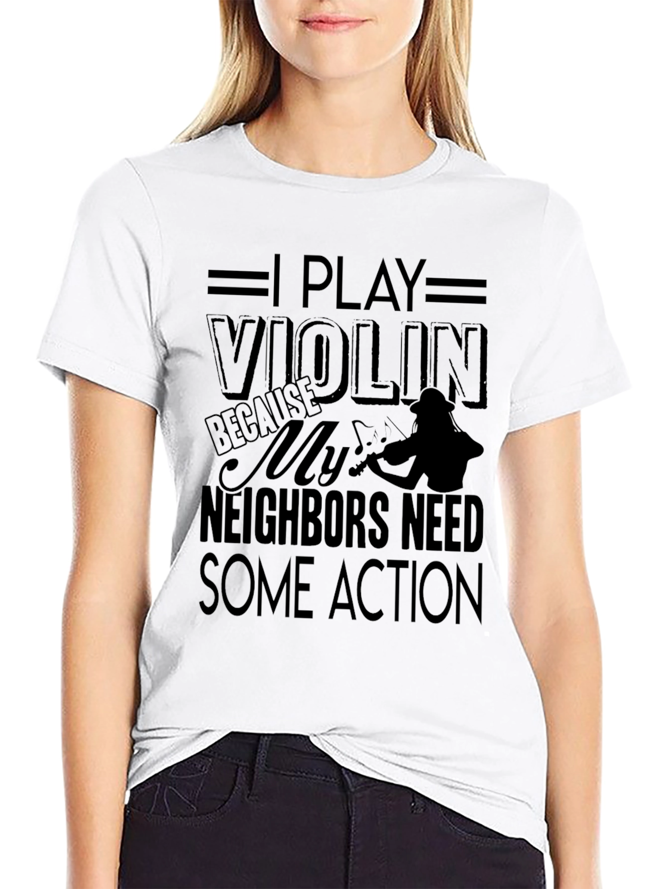 Black I Play Violin Black Graphic T-Shirt Musician Tee view 9