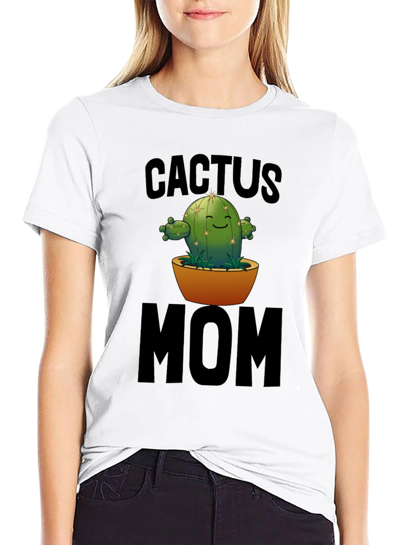 Black Cactus Mom Graphic Tee - Unisex Crew Neck view 9