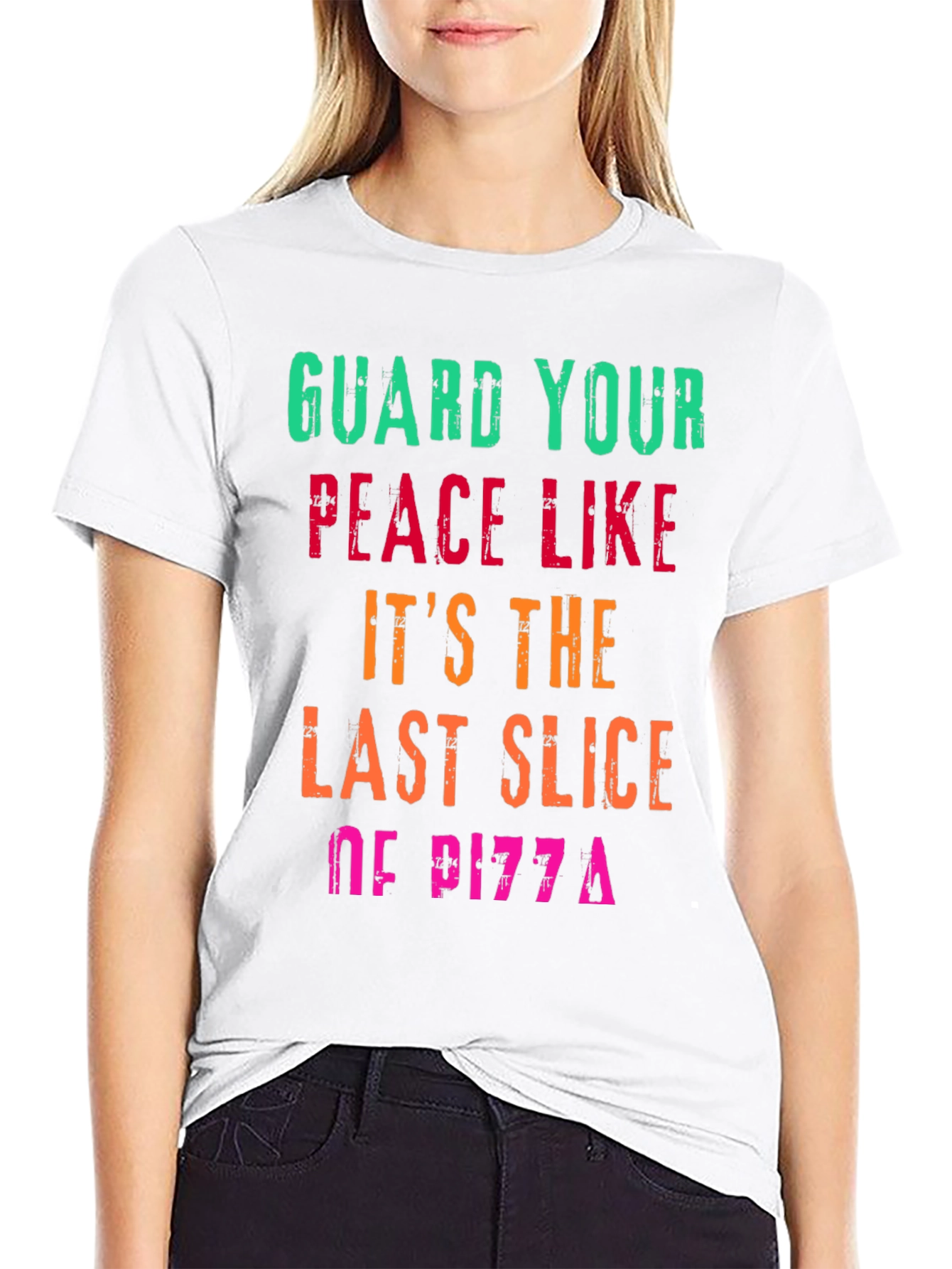 Black Guard Your Peace Pizza T-Shirt - Funny Graphic Tee view 9