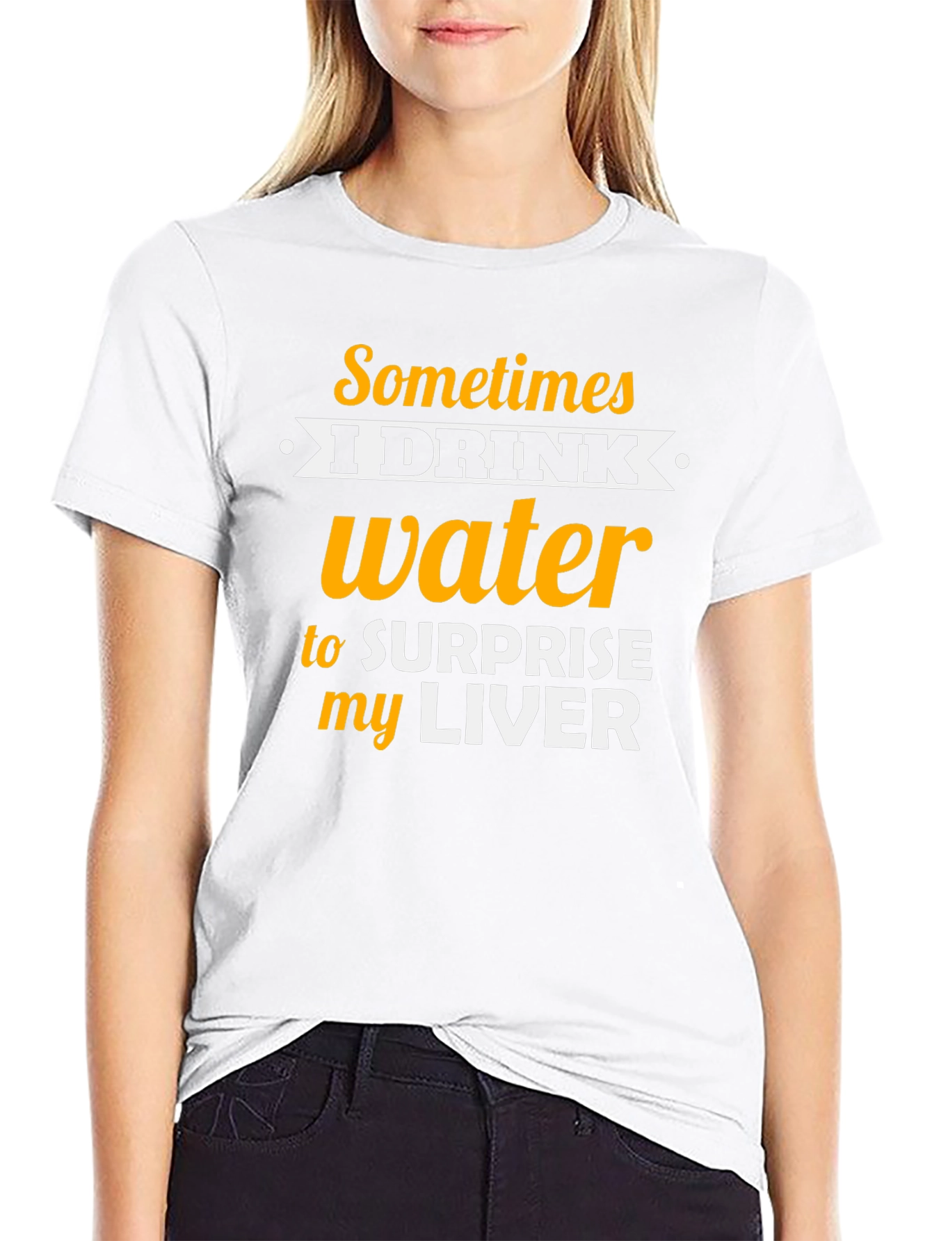 Black Humorous Water Drinking T-Shirt view 9