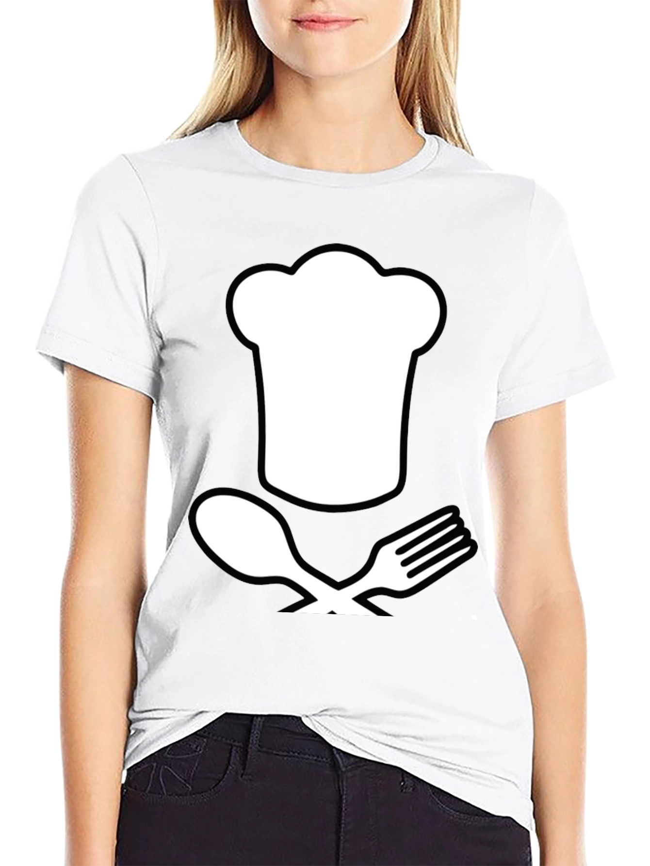 Black Chef Hat and Utensils T-Shirt view 9