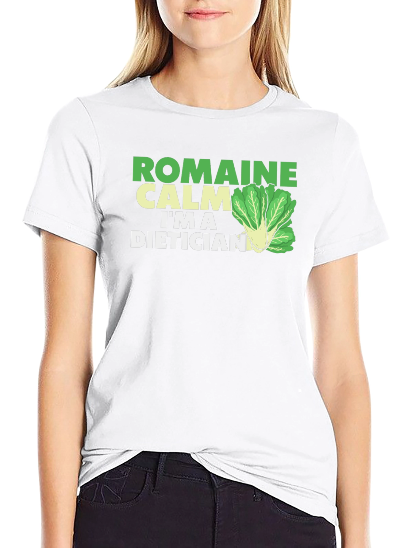 Black Romaine Calm Dietician T-Shirt - Funny Health Food Tee view 9