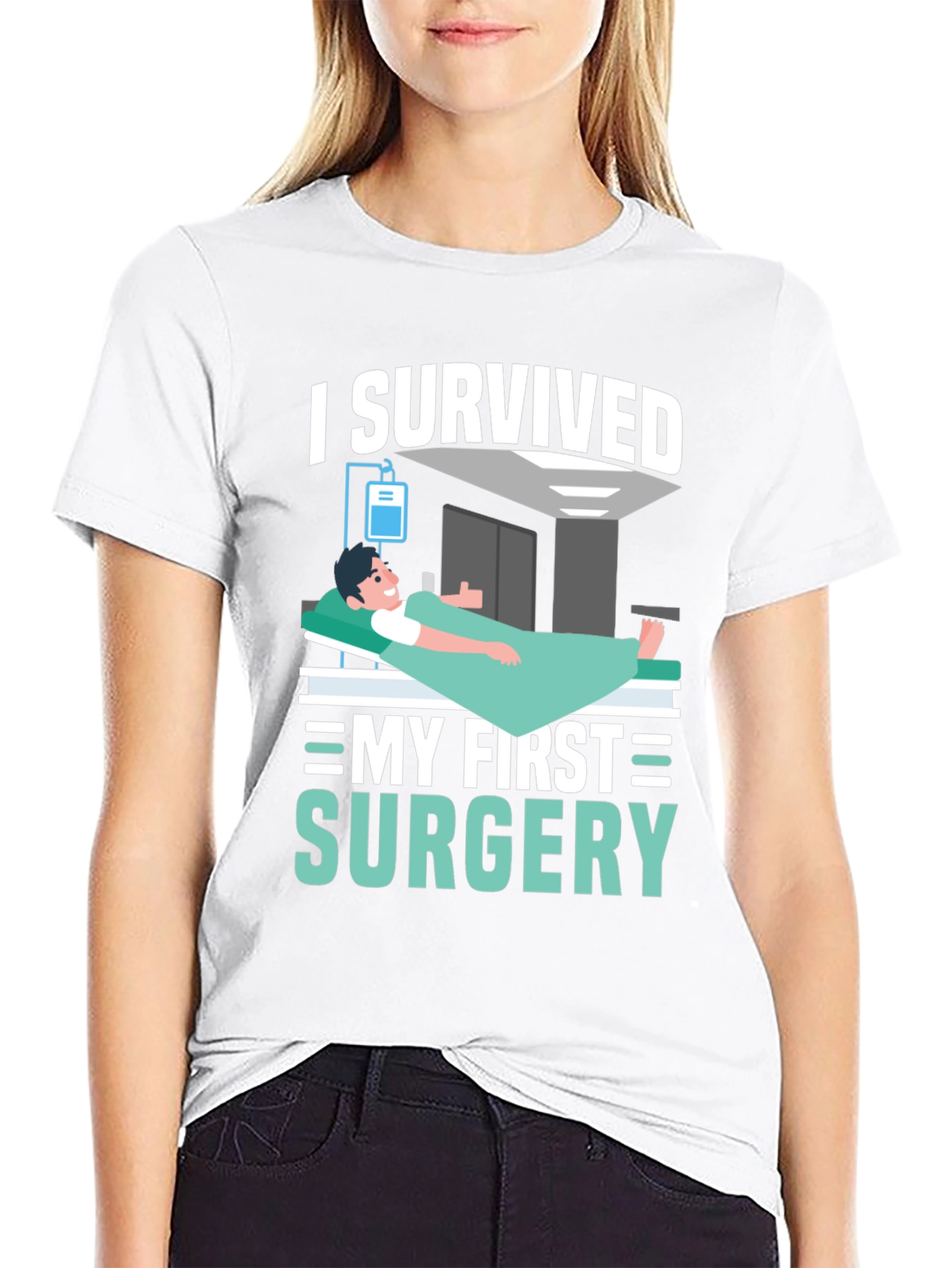 Black I Survived My First Surgery Graphic T-Shirt view 9