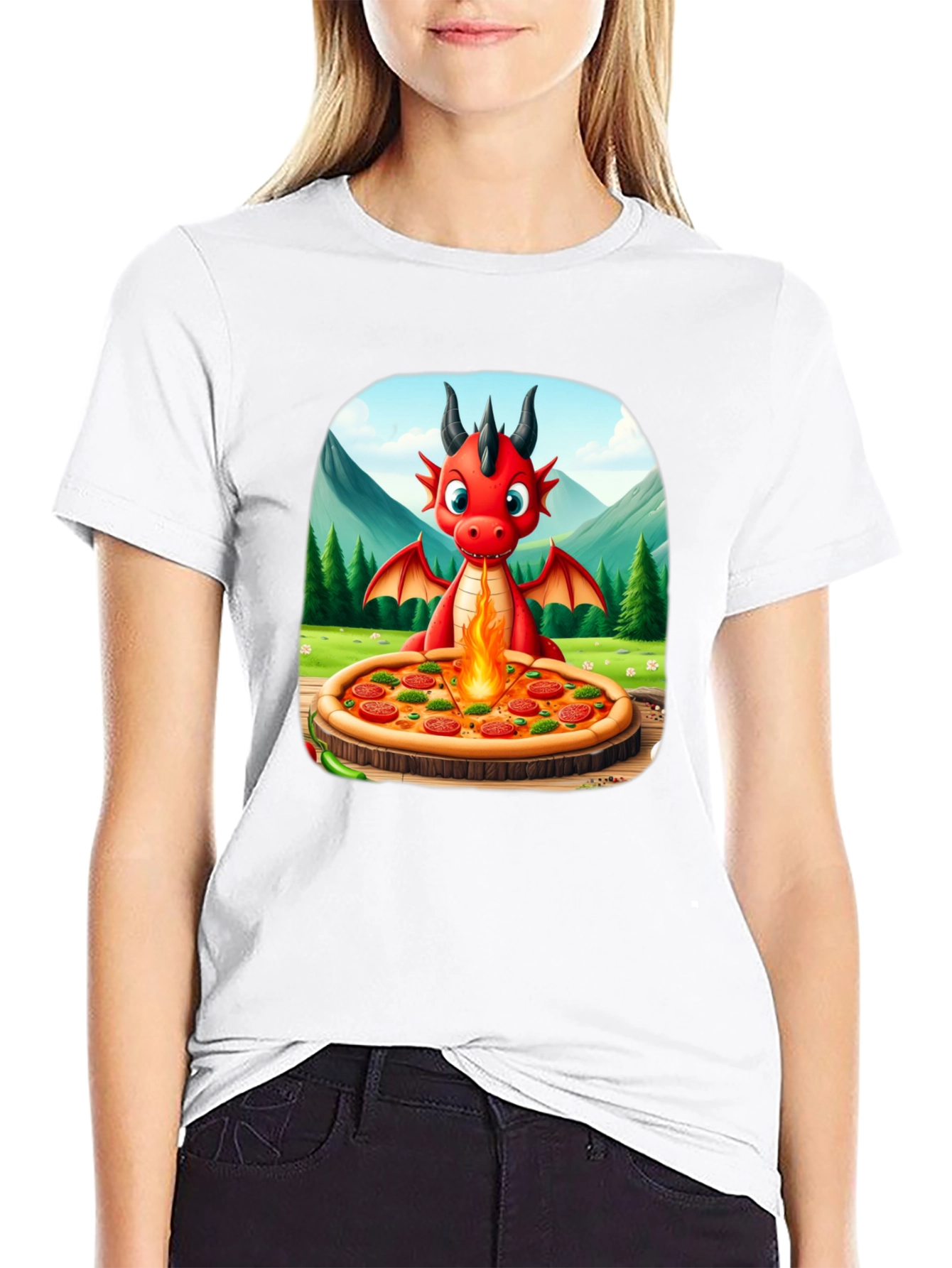 Black Dragon Pizza T-Shirt - Fun Graphic Tee view 9
