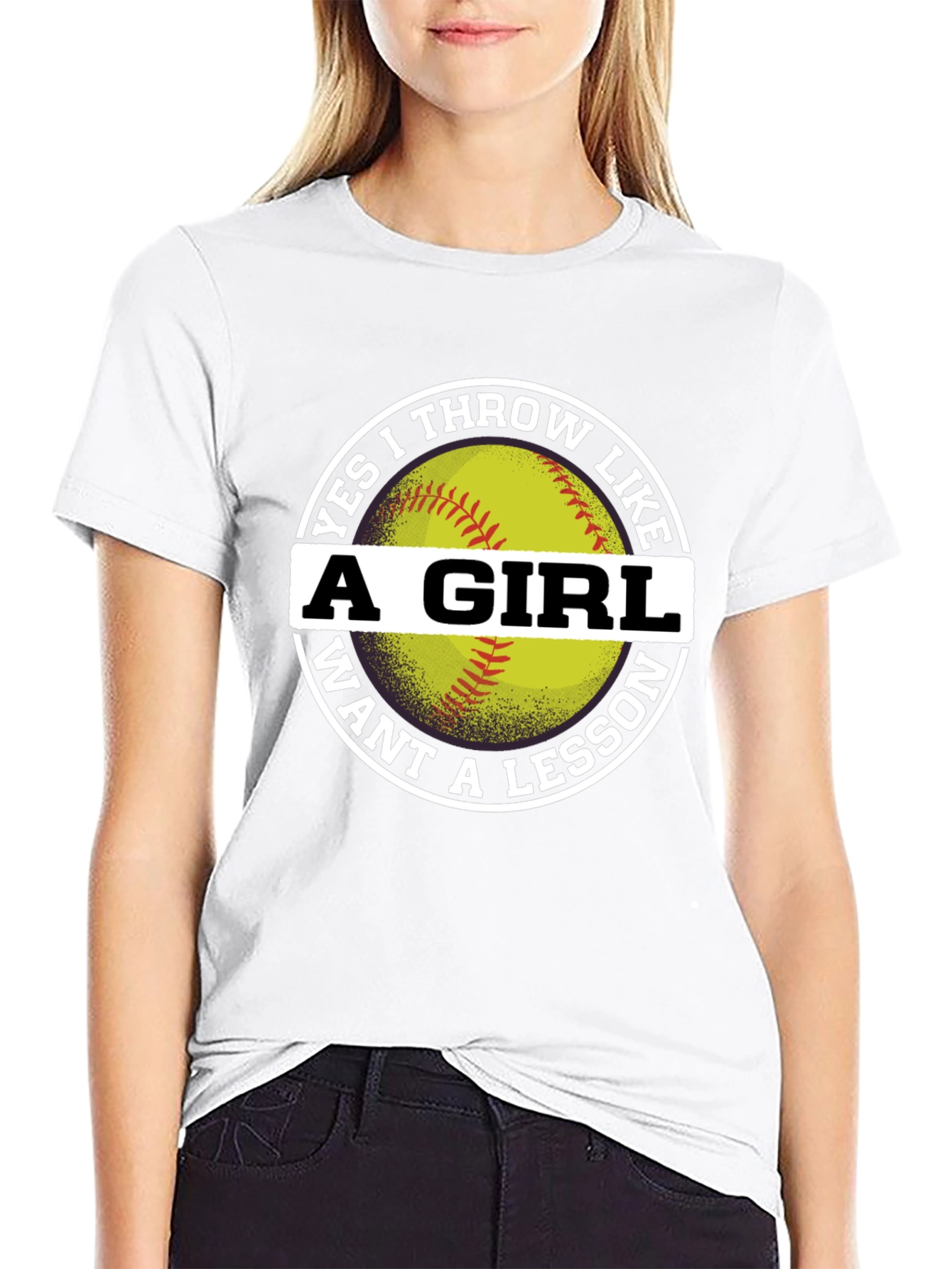 Black Yes I Throw Like A Girl T-Shirt view 9