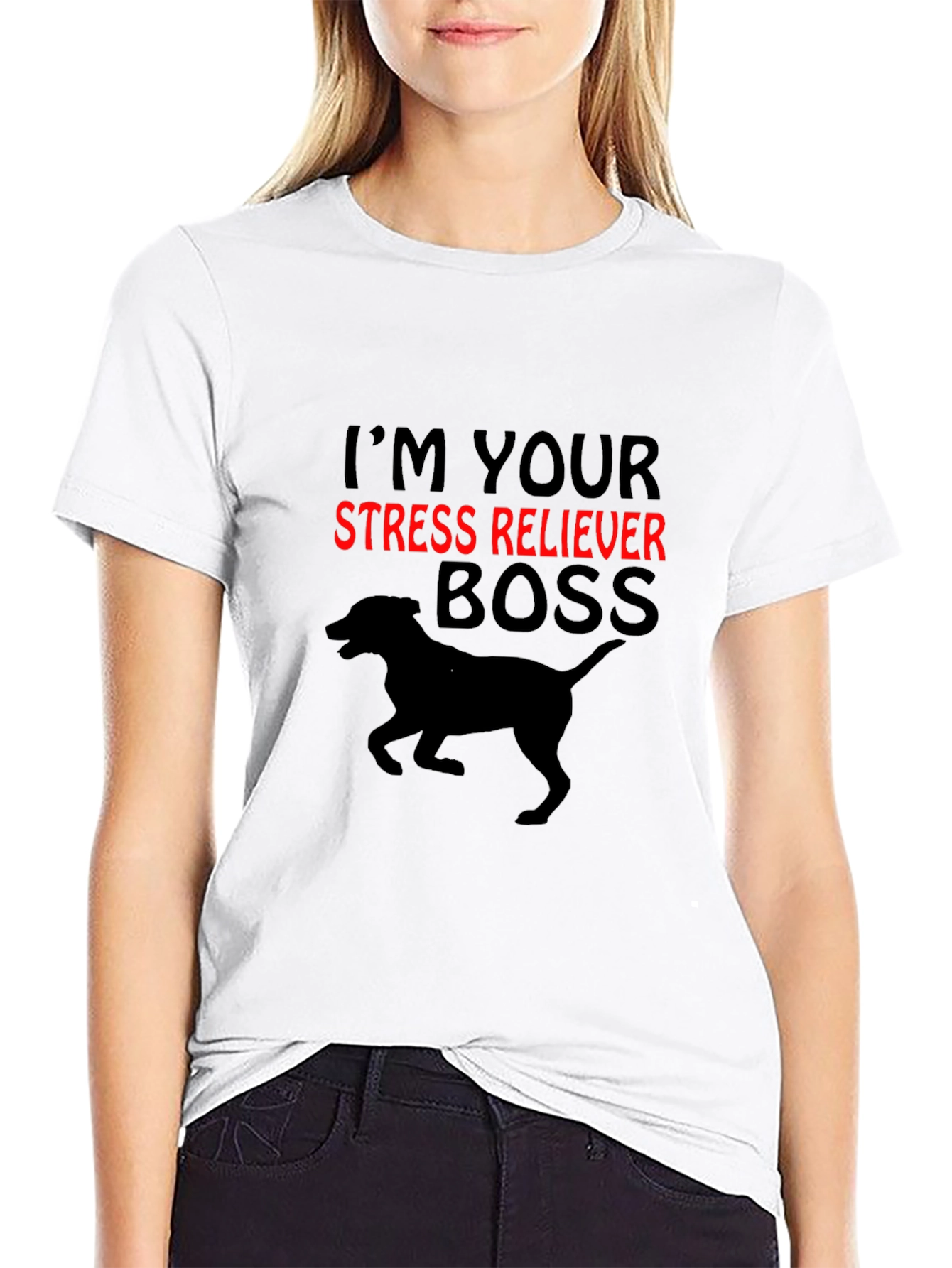 Black Stress Reliever Boss Dog Graphic Tee view 9