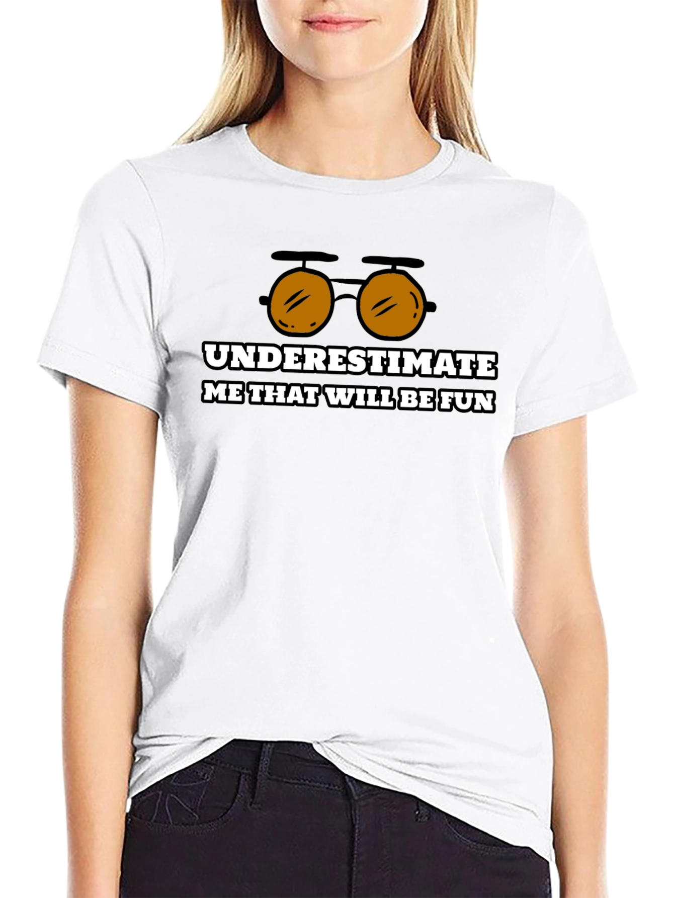 Black Underestimate Me Funny Graphic T-Shirt view 9