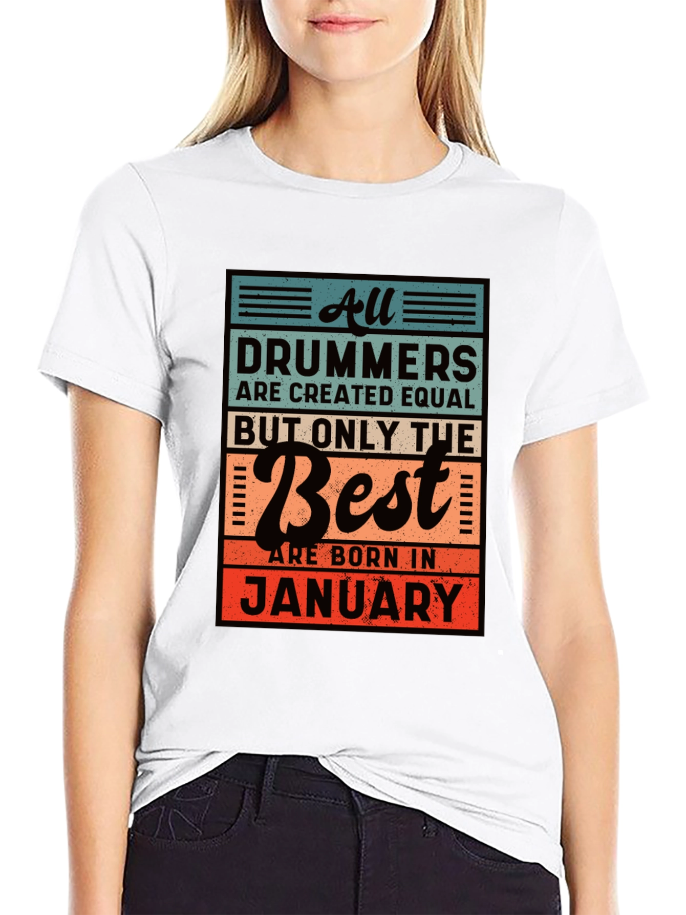 Black Drummers Born in January Black T-Shirt view 9